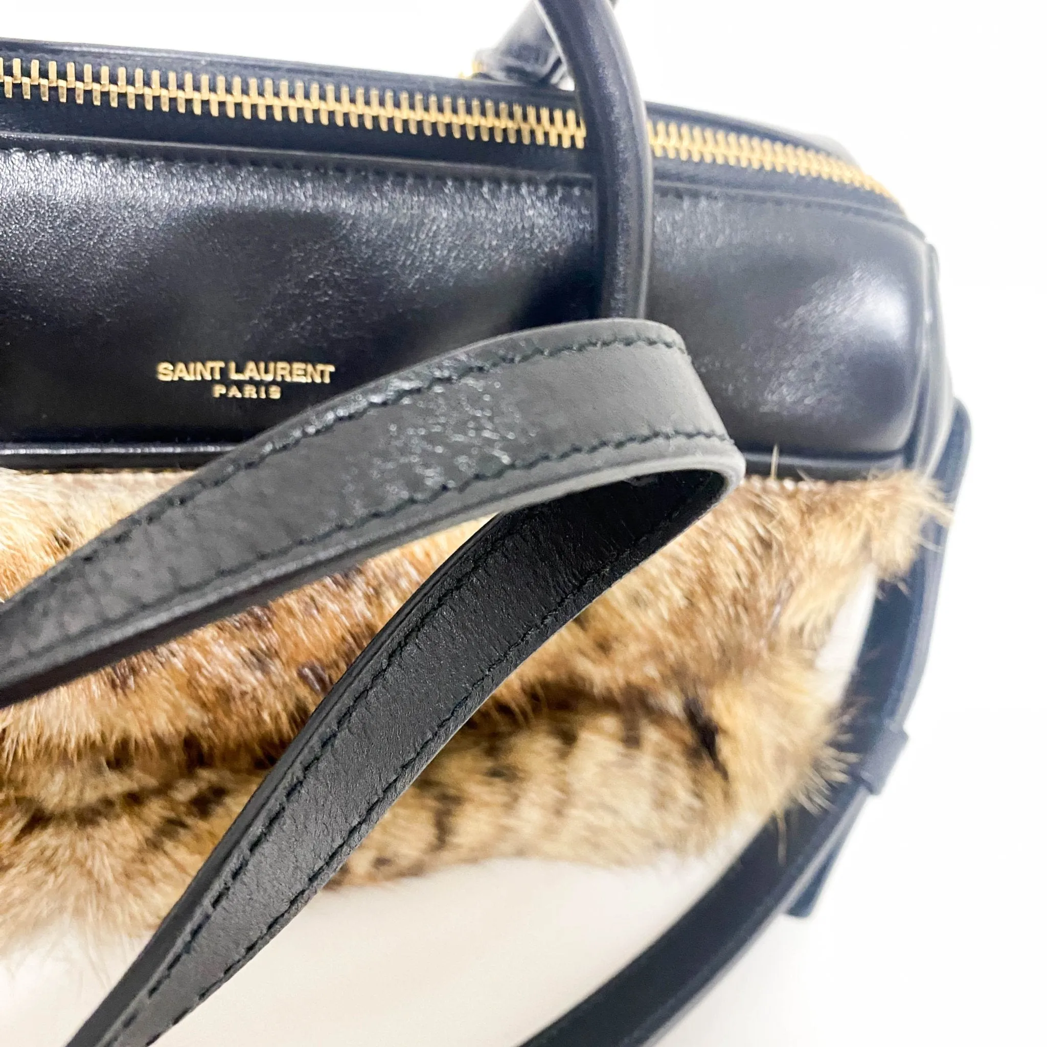 Classic Baby Duffle Bag Leather with Fur