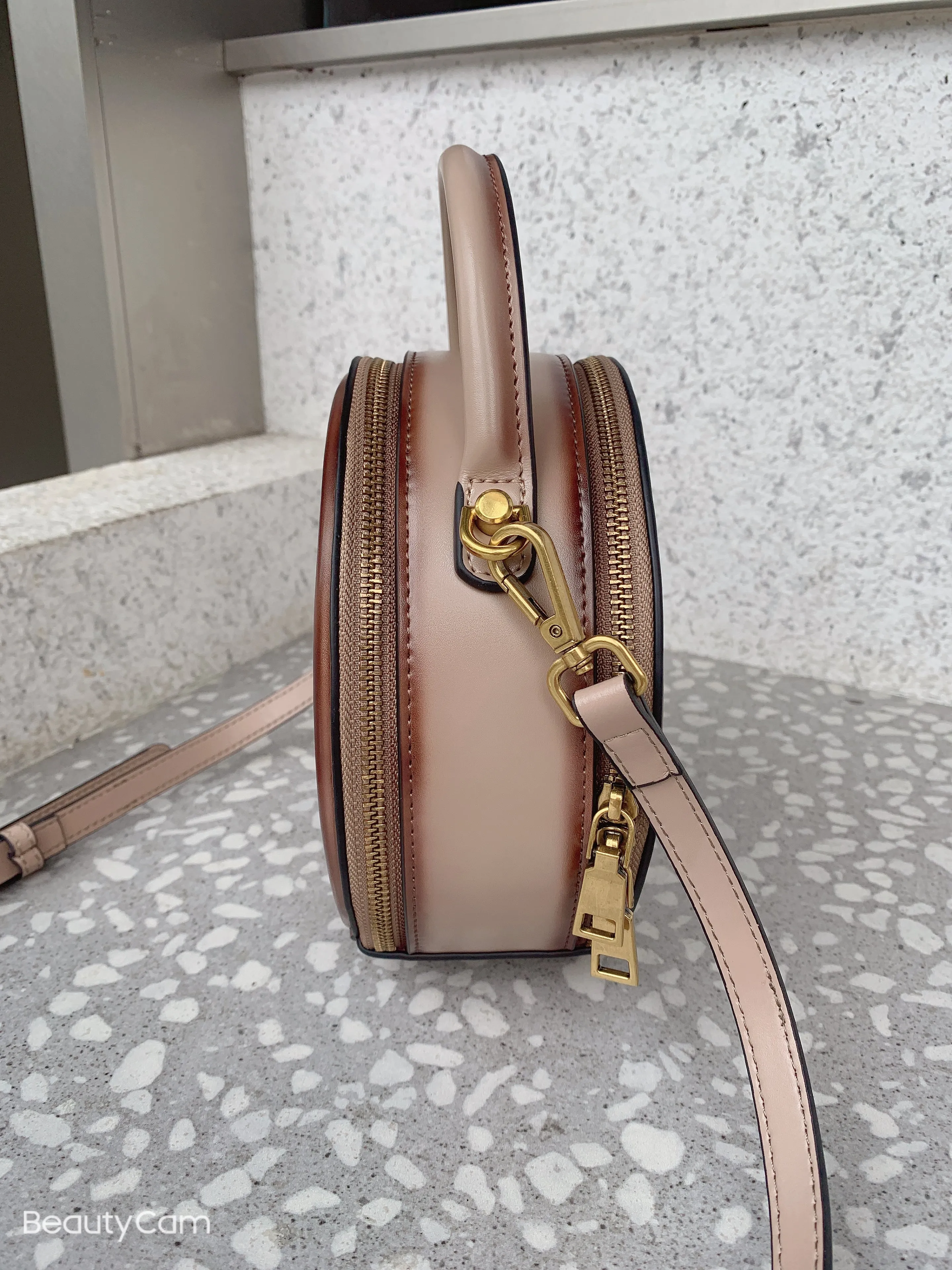 Classic Bee Round Shaped Leather Shoulder Bag
