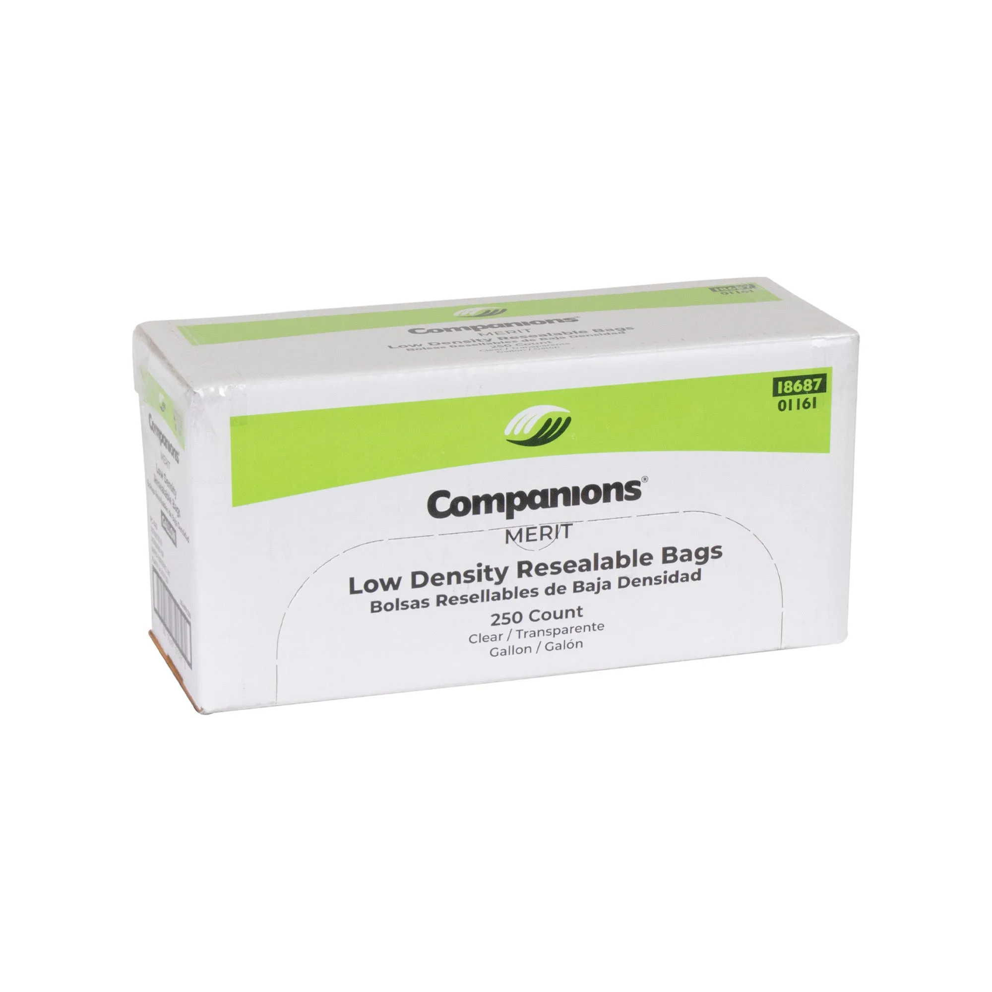 Companions Merit Reclosable Gallon Bag-Clear Flat Stack Pack-250 Each-250/Box-1/Case