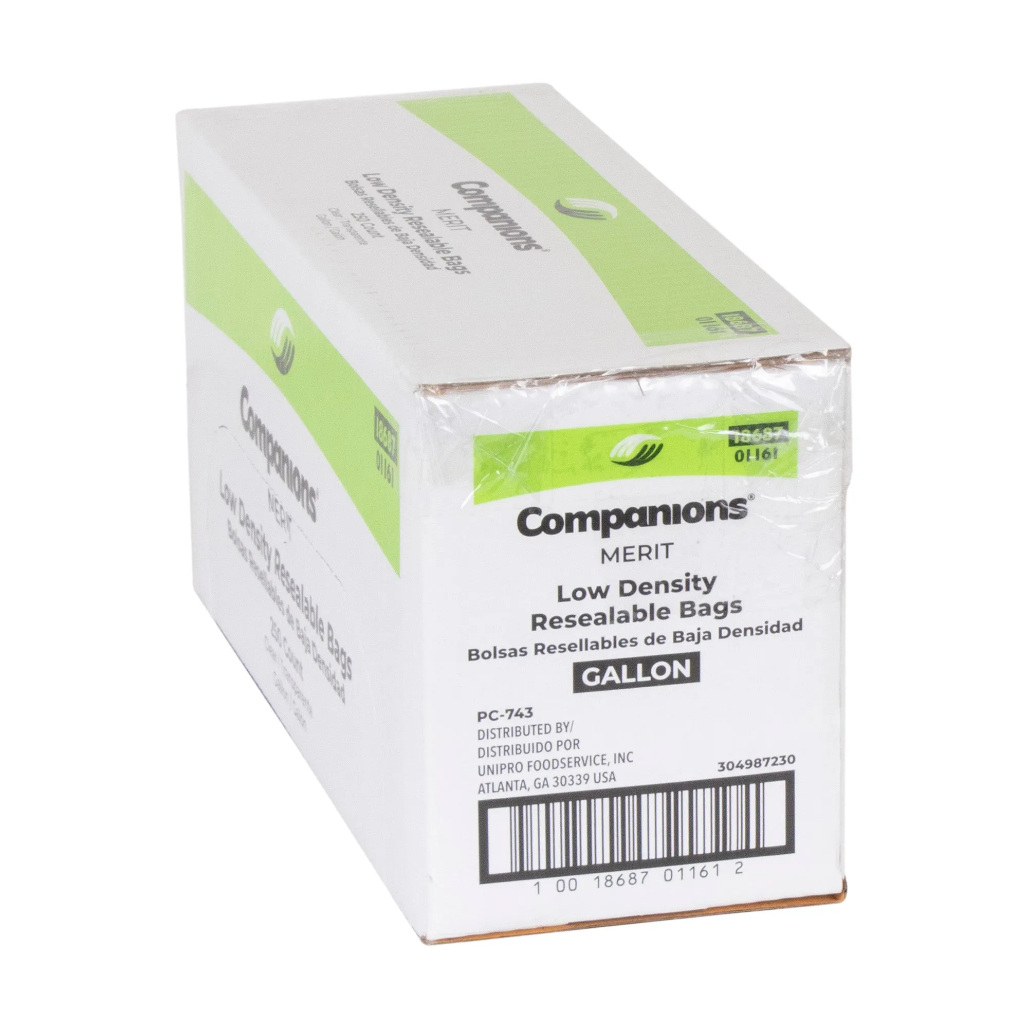 Companions Merit Reclosable Gallon Bag-Clear Flat Stack Pack-250 Each-250/Box-1/Case
