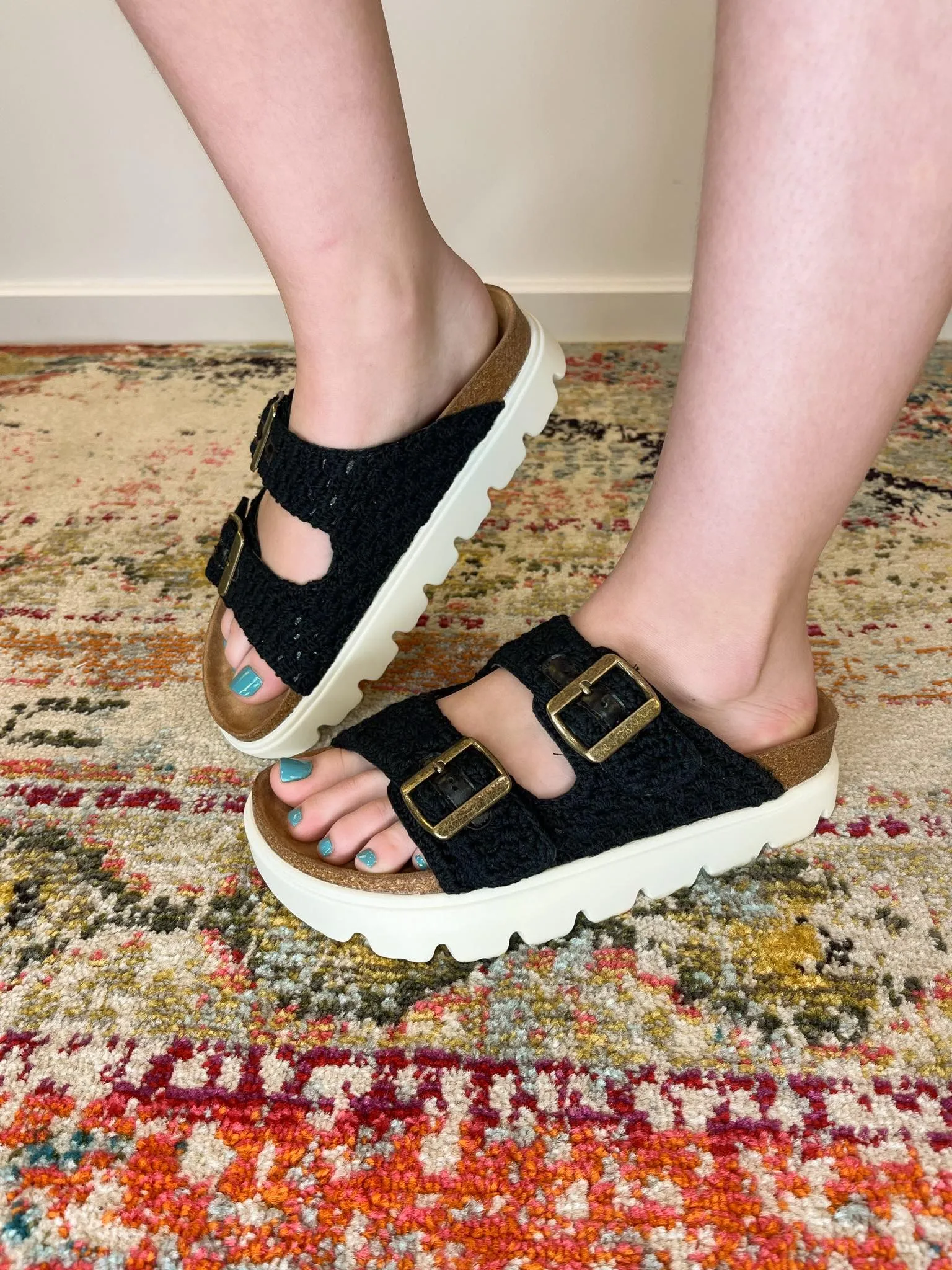 Corky's Footwear Rumor Has It Macrame Raised Slip-on Sandal - Black