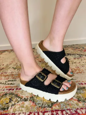 Corky's Footwear Rumor Has It Macrame Raised Slip-on Sandal - Black