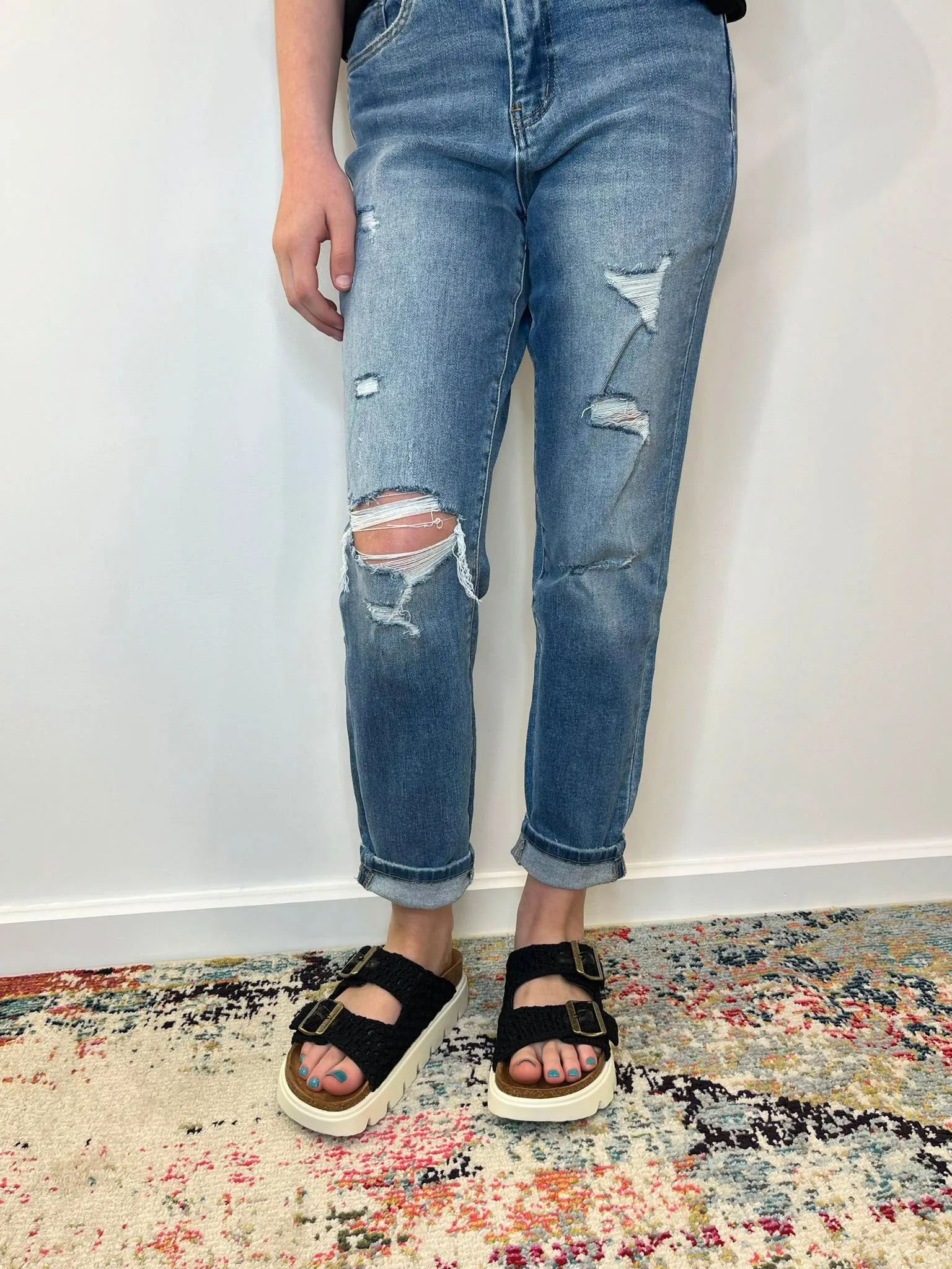 Corky's Footwear Rumor Has It Macrame Raised Slip-on Sandal - Black