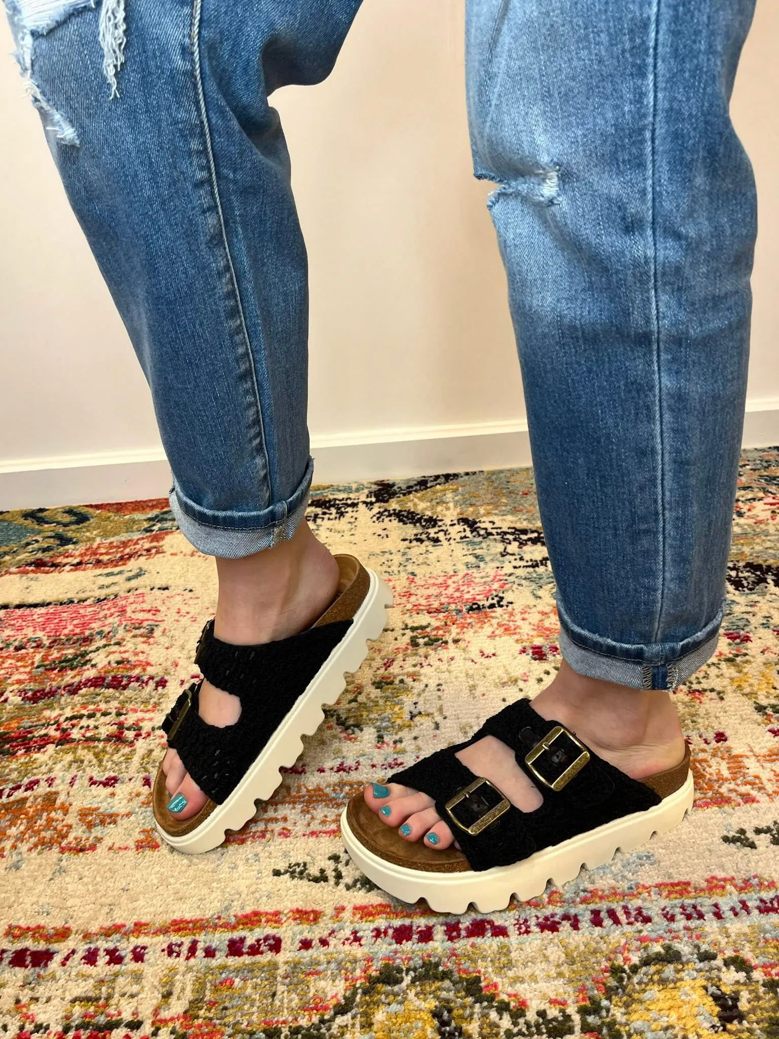 Corky's Footwear Rumor Has It Macrame Raised Slip-on Sandal - Black