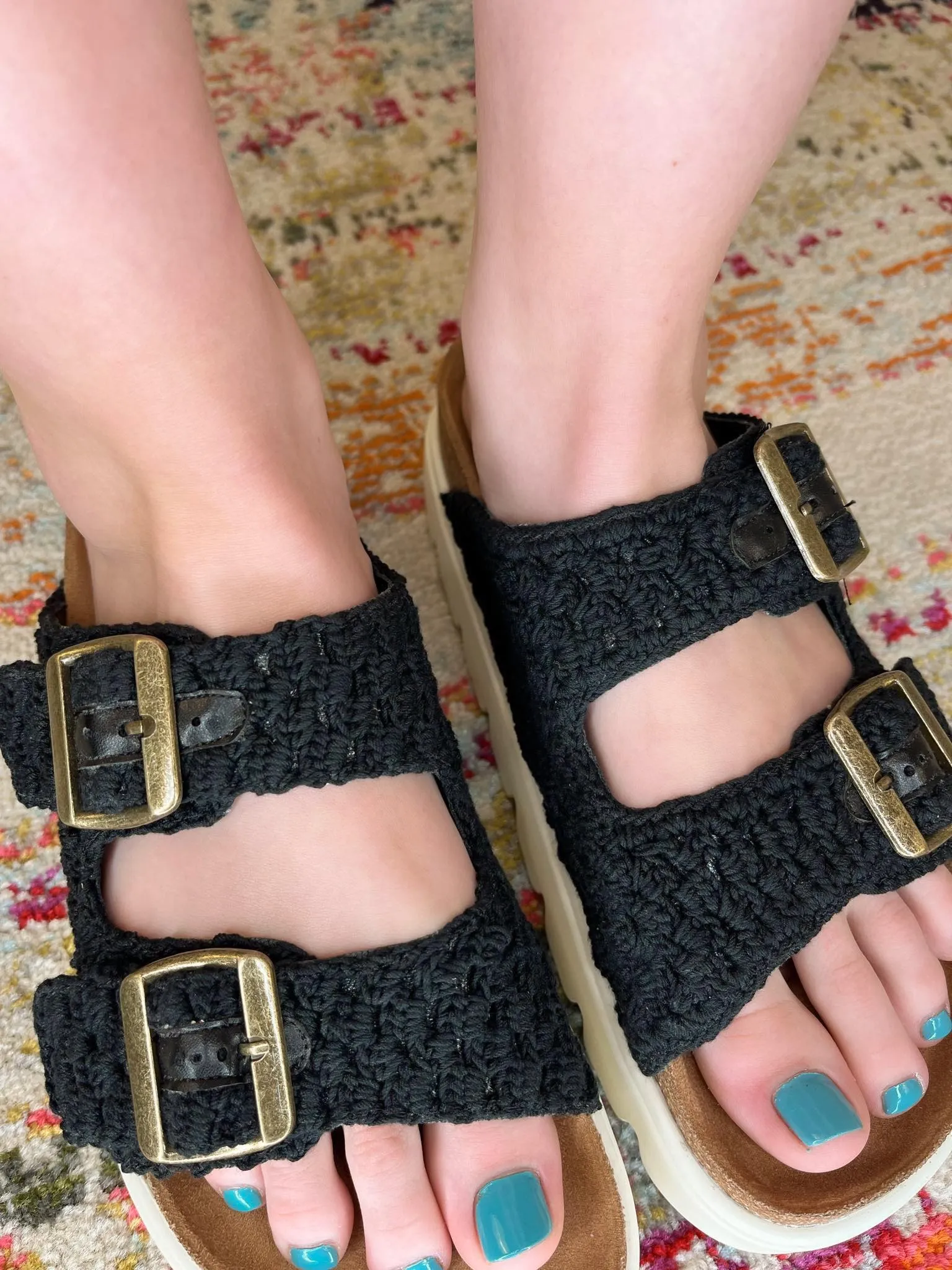 Corky's Footwear Rumor Has It Macrame Raised Slip-on Sandal - Black