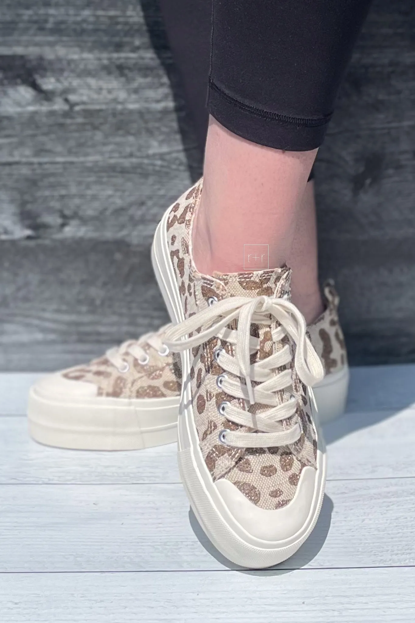 Corkys Take The Lead Tan Sparkle Leopard Sneaker