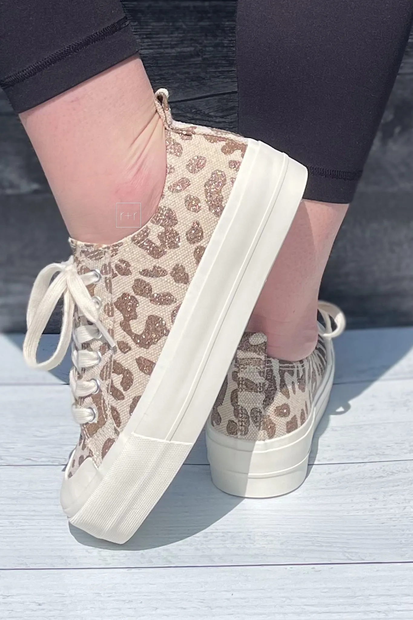 Corkys Take The Lead Tan Sparkle Leopard Sneaker