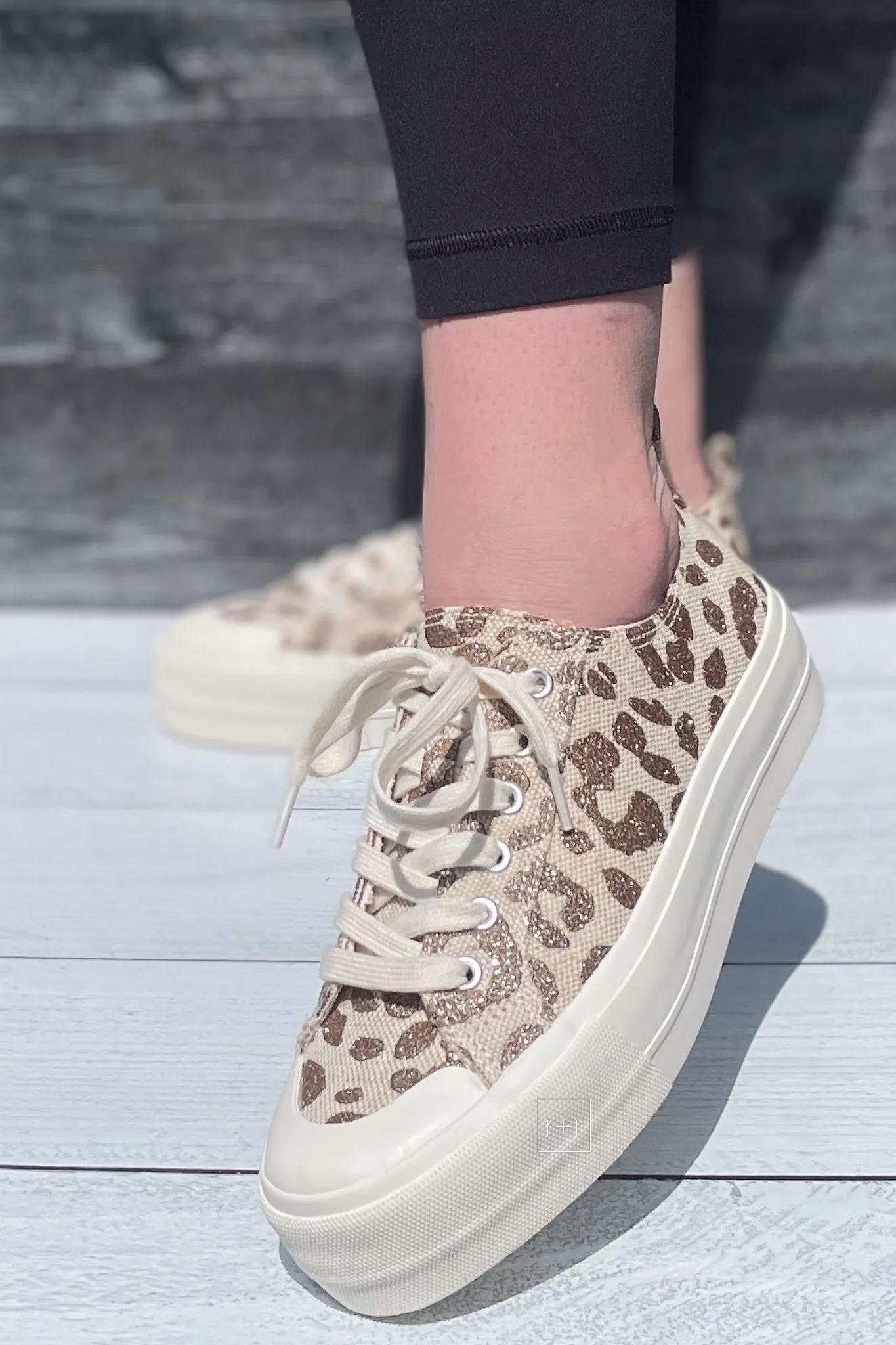 Corkys Take The Lead Tan Sparkle Leopard Sneaker