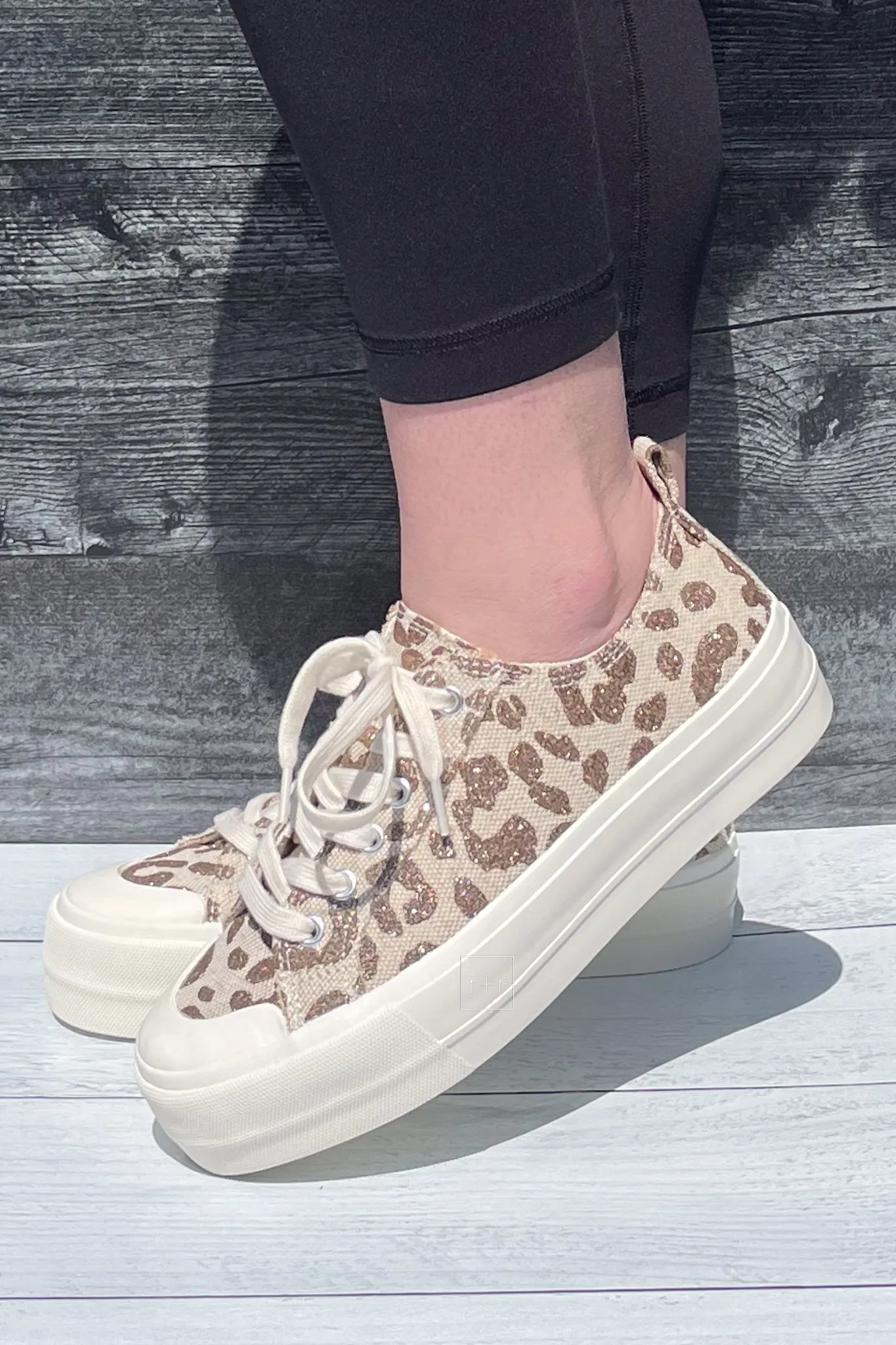Corkys Take The Lead Tan Sparkle Leopard Sneaker