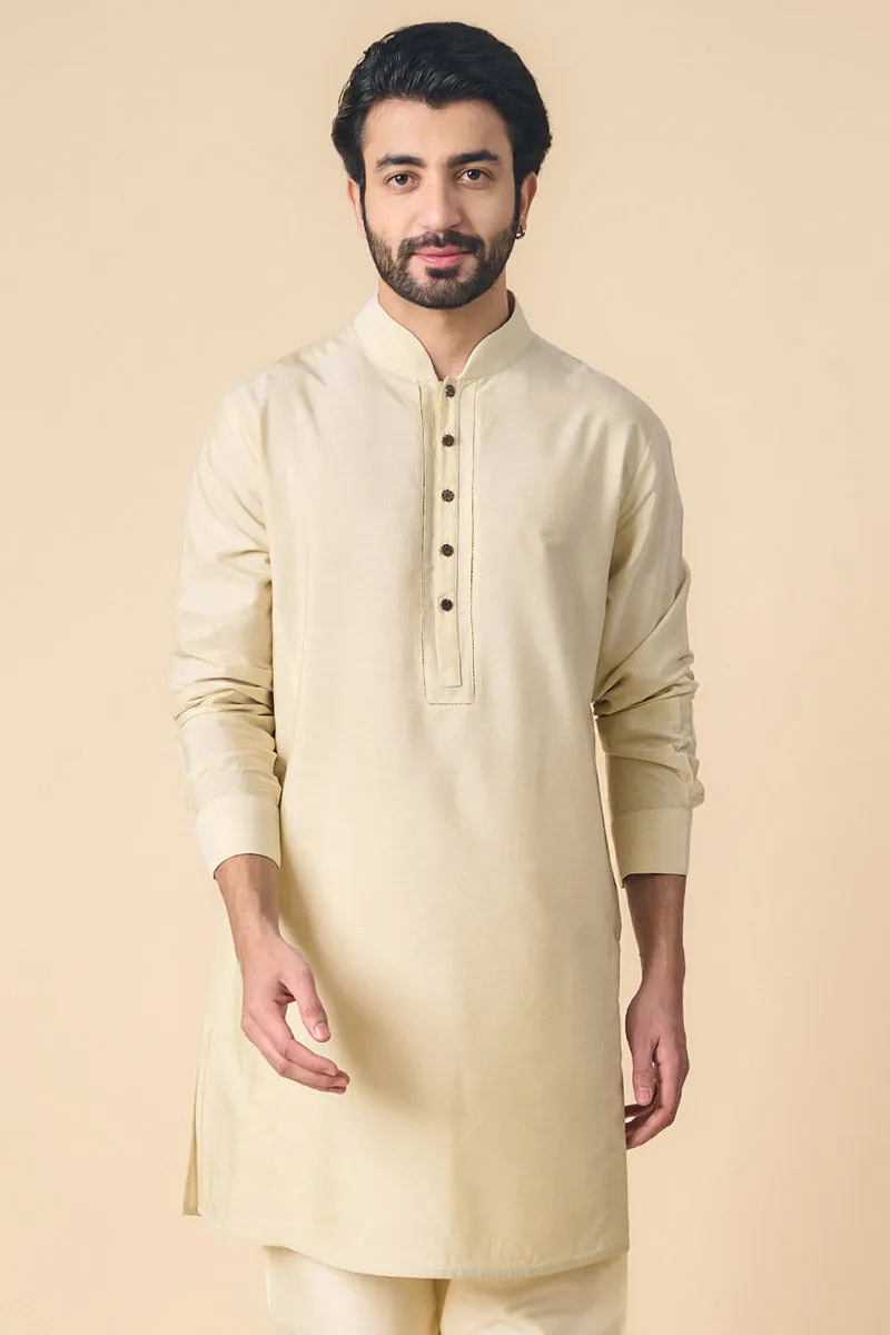 Cream Kurta With Jaali Detailing