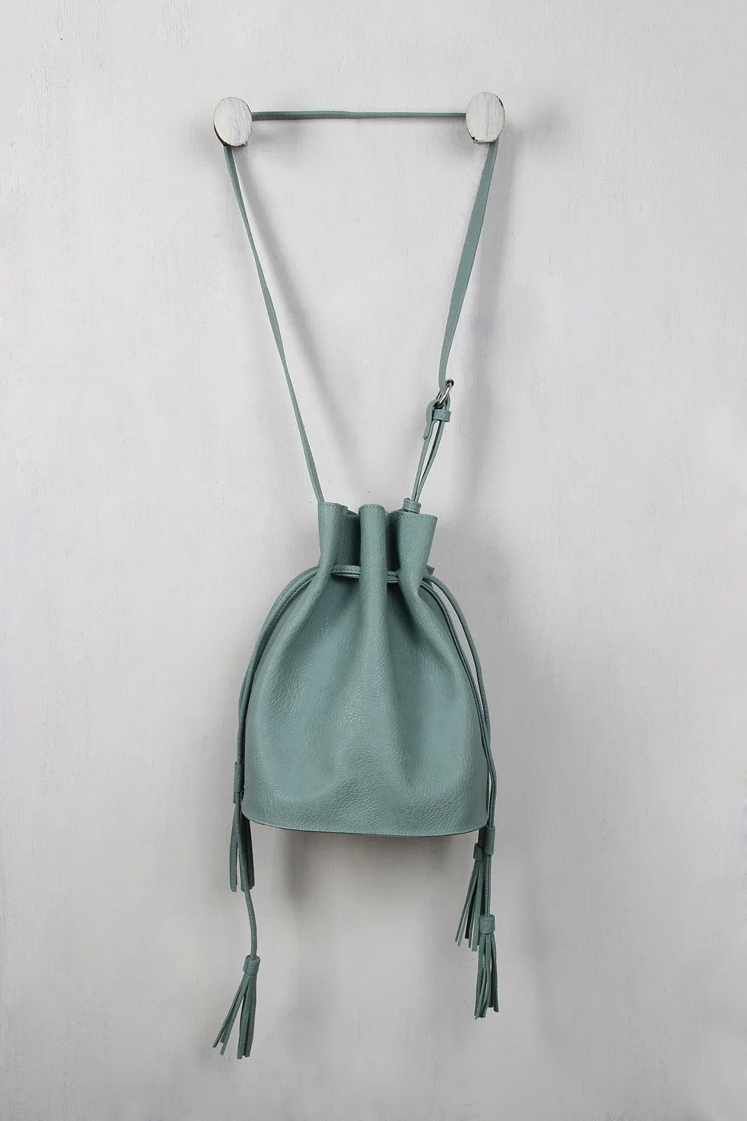 Double Tassel Drawstring Bucket Bag