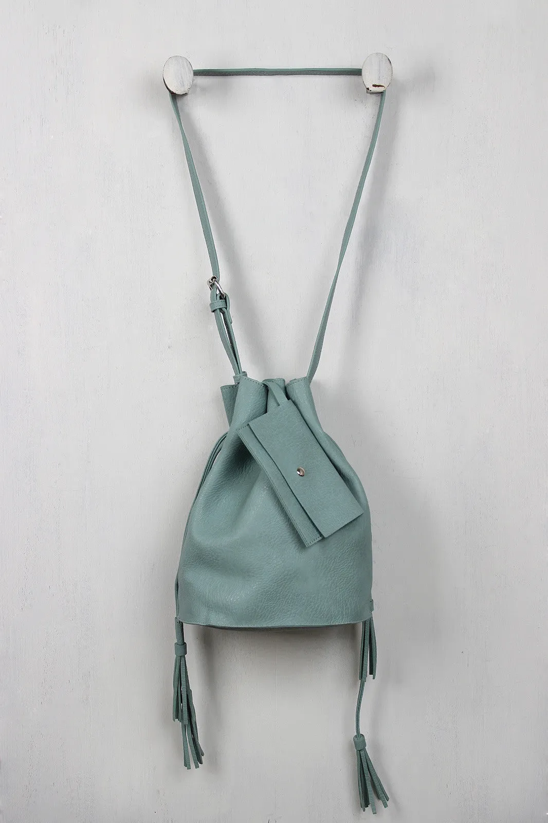 Double Tassel Drawstring Bucket Bag