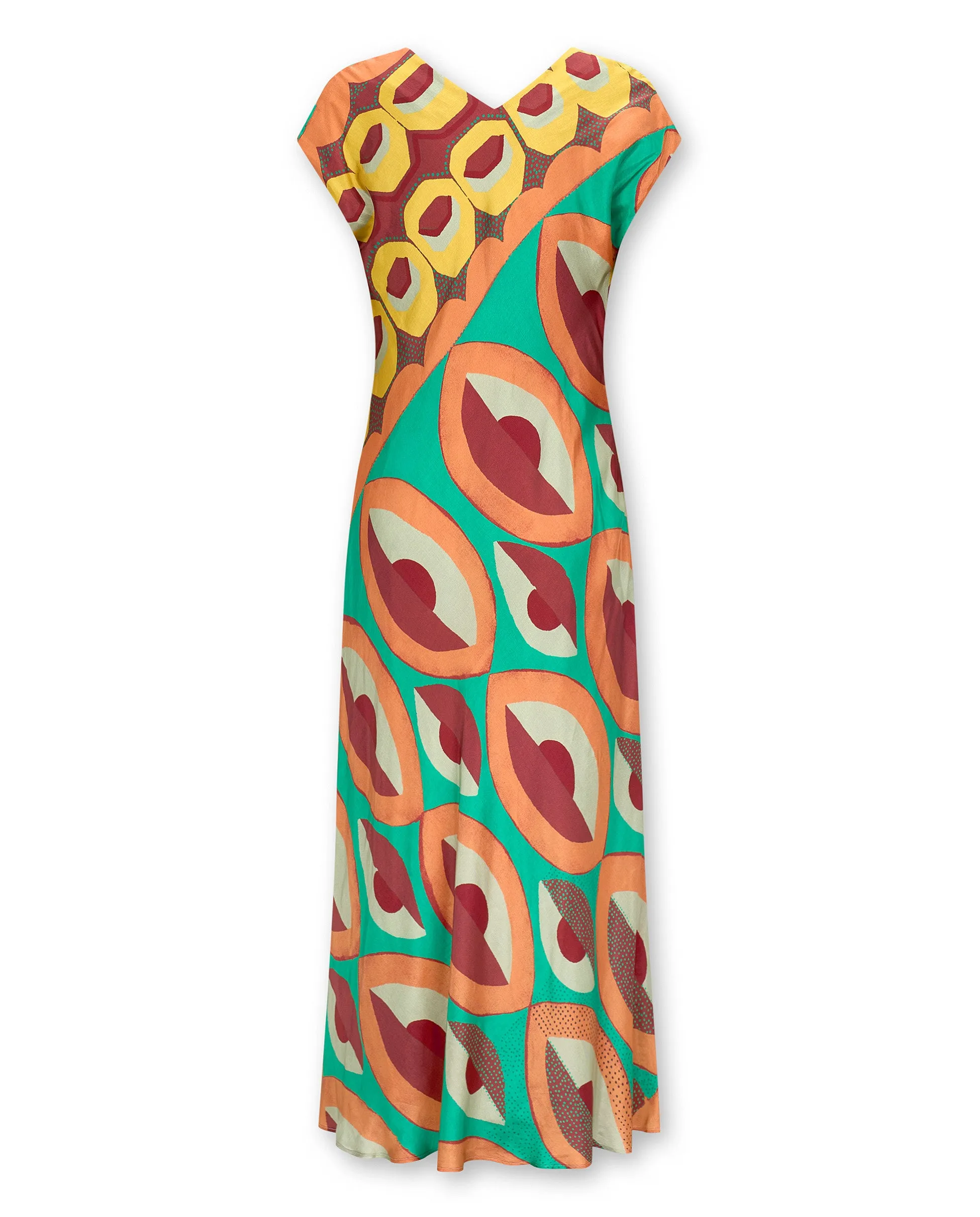 EMBER | Multicoloured Geometric Print Satin Midi Dress
