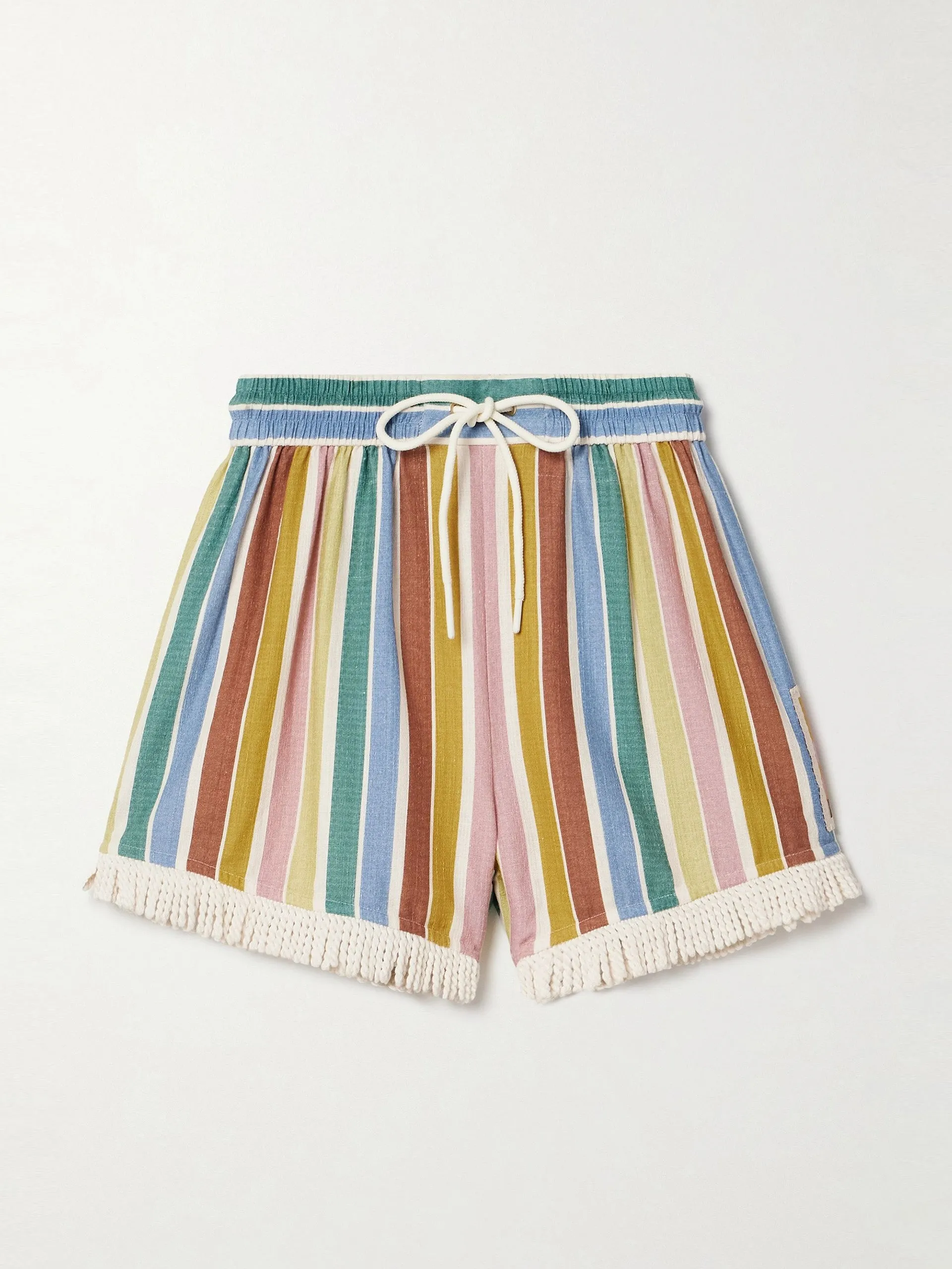 Everley fringed striped cotton-voile shorts