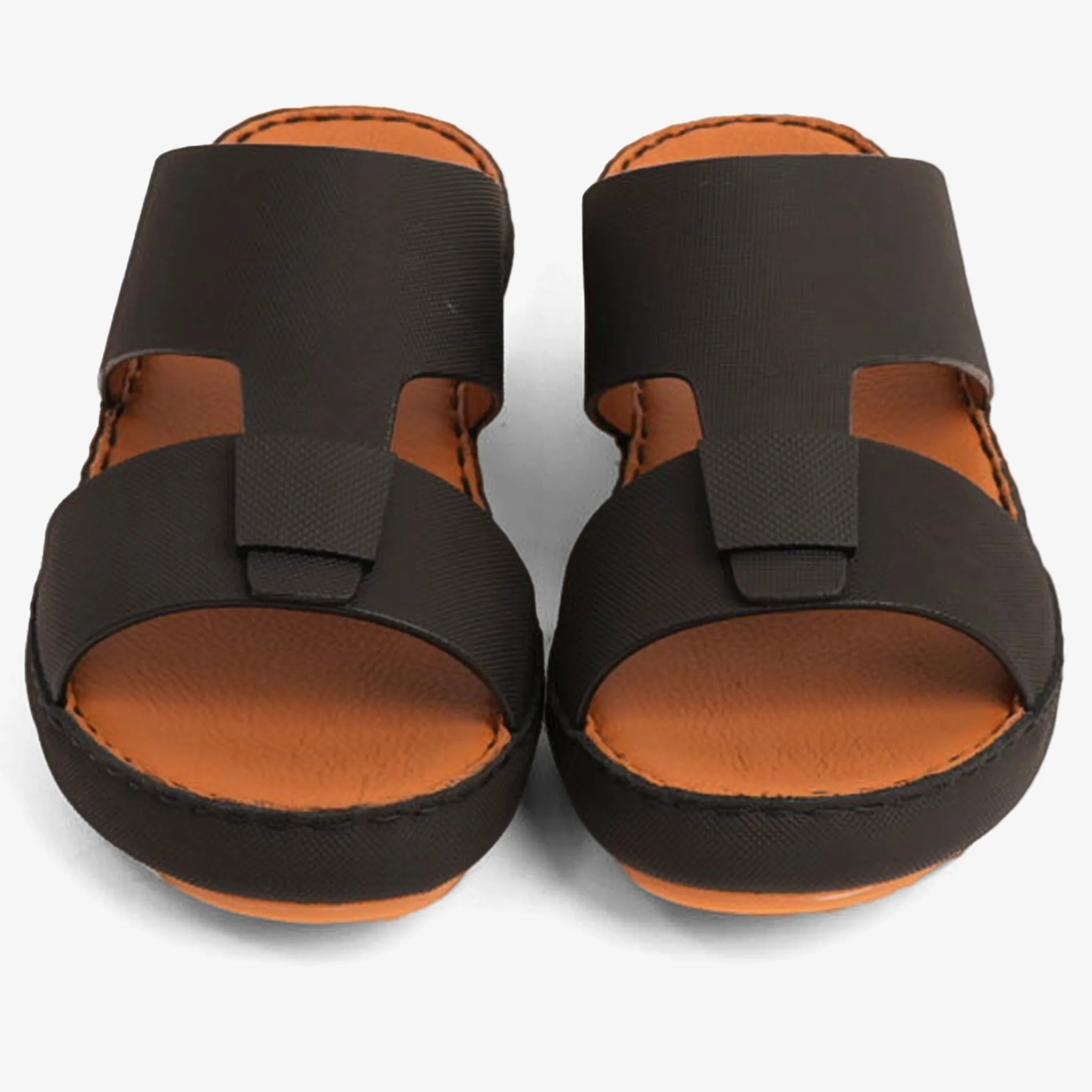 FARADA CLASSIC LEATHER SANDALS WITH TRADITIONAL DESIGN BLACK