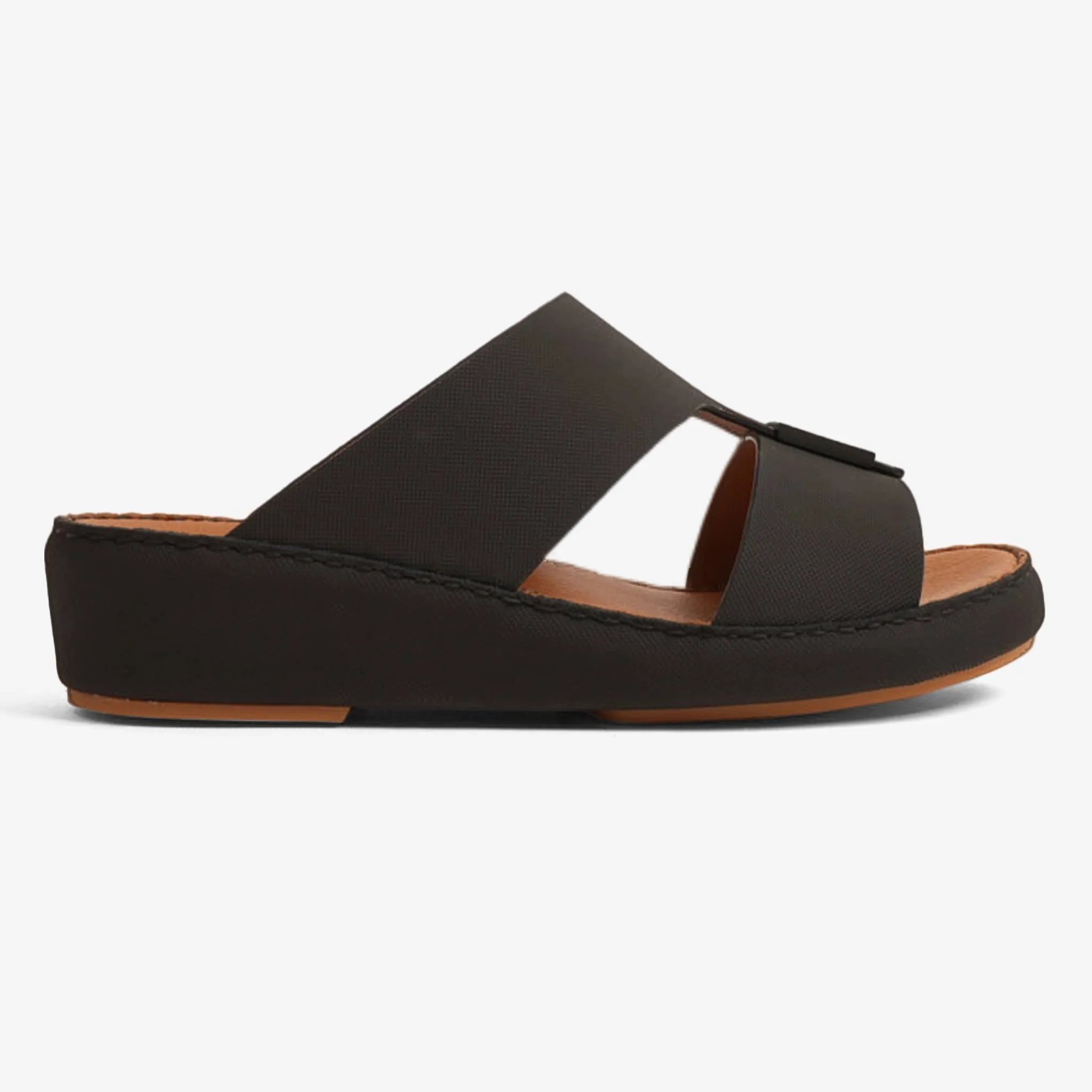 FARADA CLASSIC LEATHER SANDALS WITH TRADITIONAL DESIGN BLACK