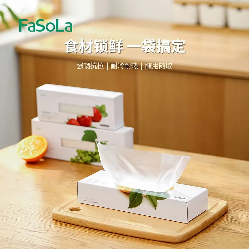 FaSoLa Disposable Thickened Food Preservation Bags - White, Size M, 25*35cm, 80 Pieces