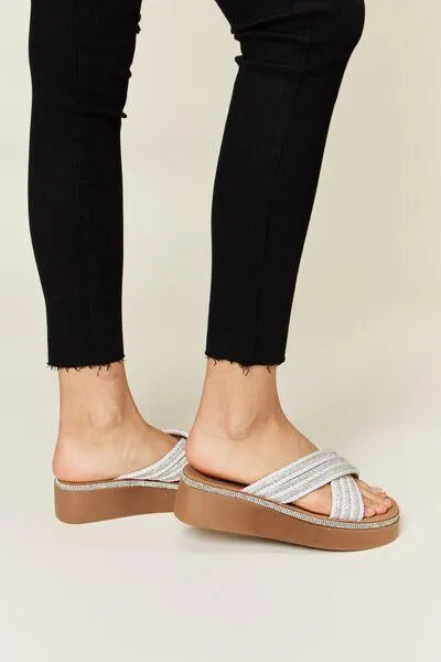 Forever Link Platform Rhinestone Wedge Sandals