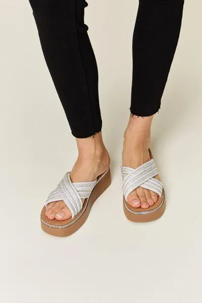 Forever Link Platform Rhinestone Wedge Sandals