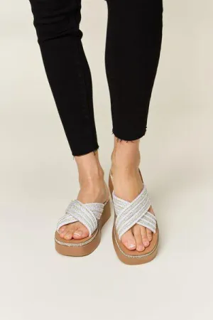 Forever Link Platform Rhinestone Wedge Sandals