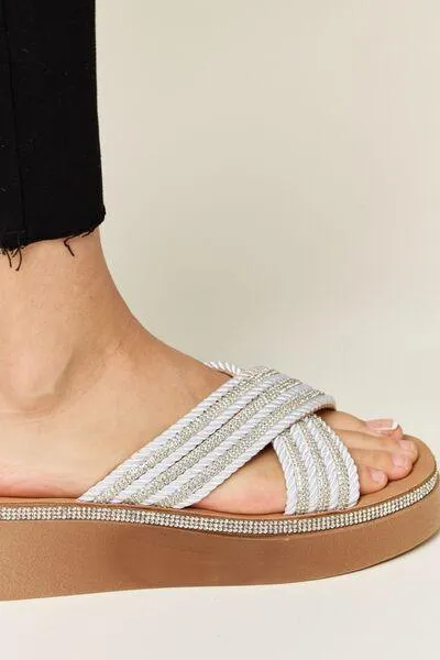Forever Link Platform Rhinestone Wedge Sandals