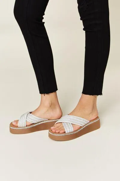 Forever Link Platform Rhinestone Wedge Sandals