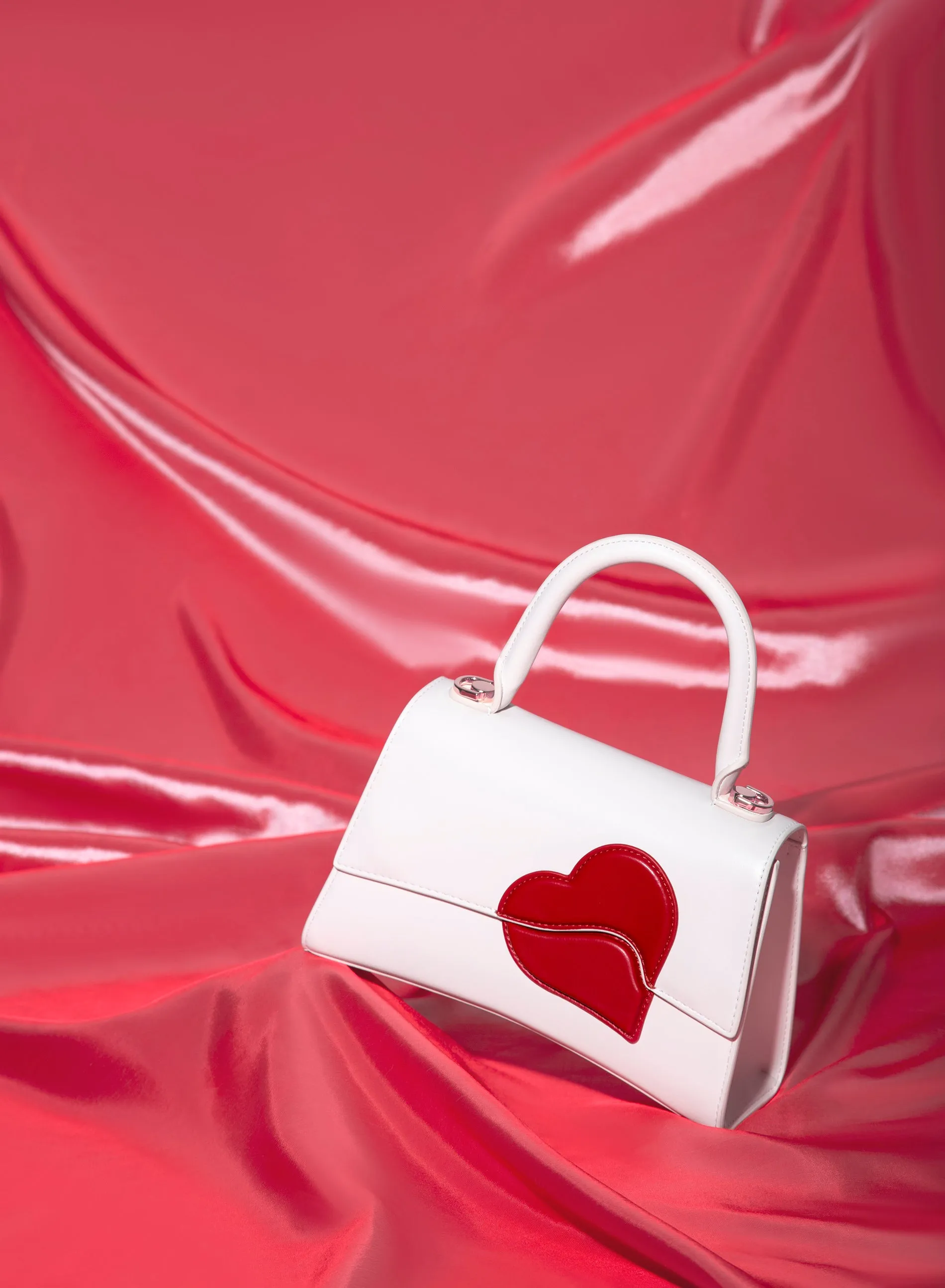 Geometric Heart Pattern Handbag - Love Limited Edition - Cream