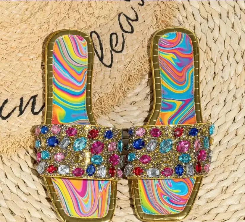 Glitter In Gold Sandals