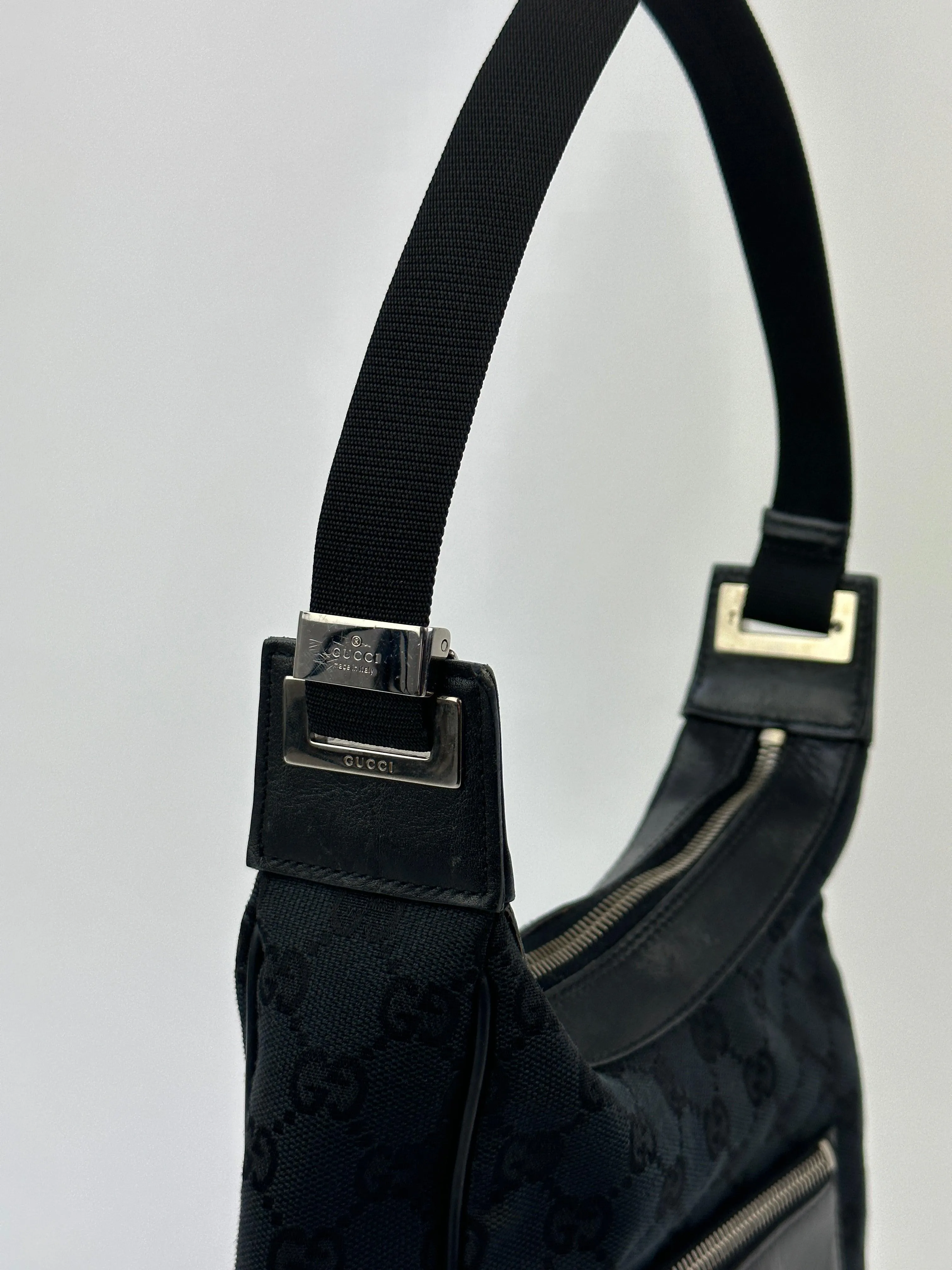 Gucci GG Monogram Canvas Leather Shoulder Bag