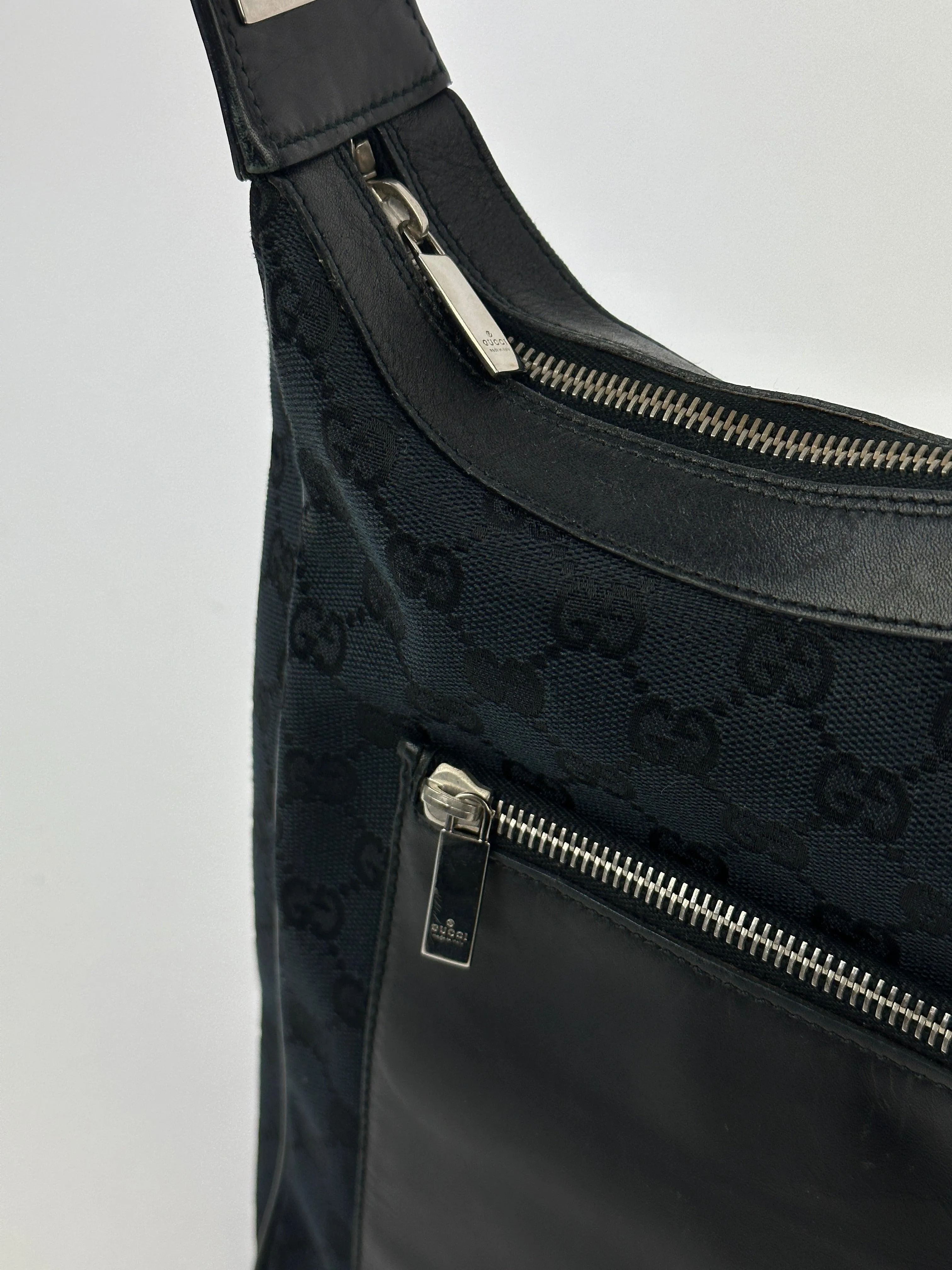 Gucci GG Monogram Canvas Leather Shoulder Bag