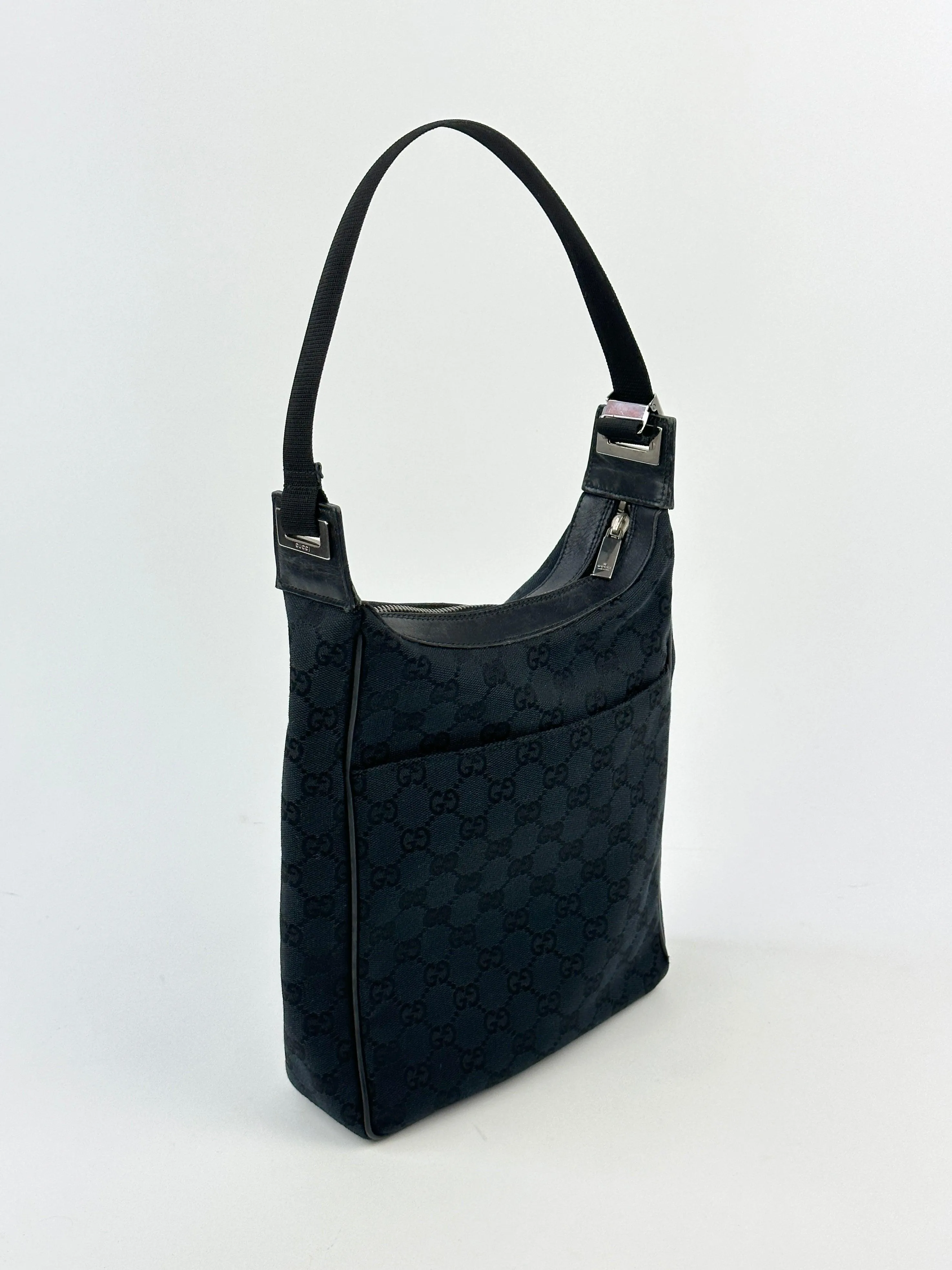 Gucci GG Monogram Canvas Leather Shoulder Bag