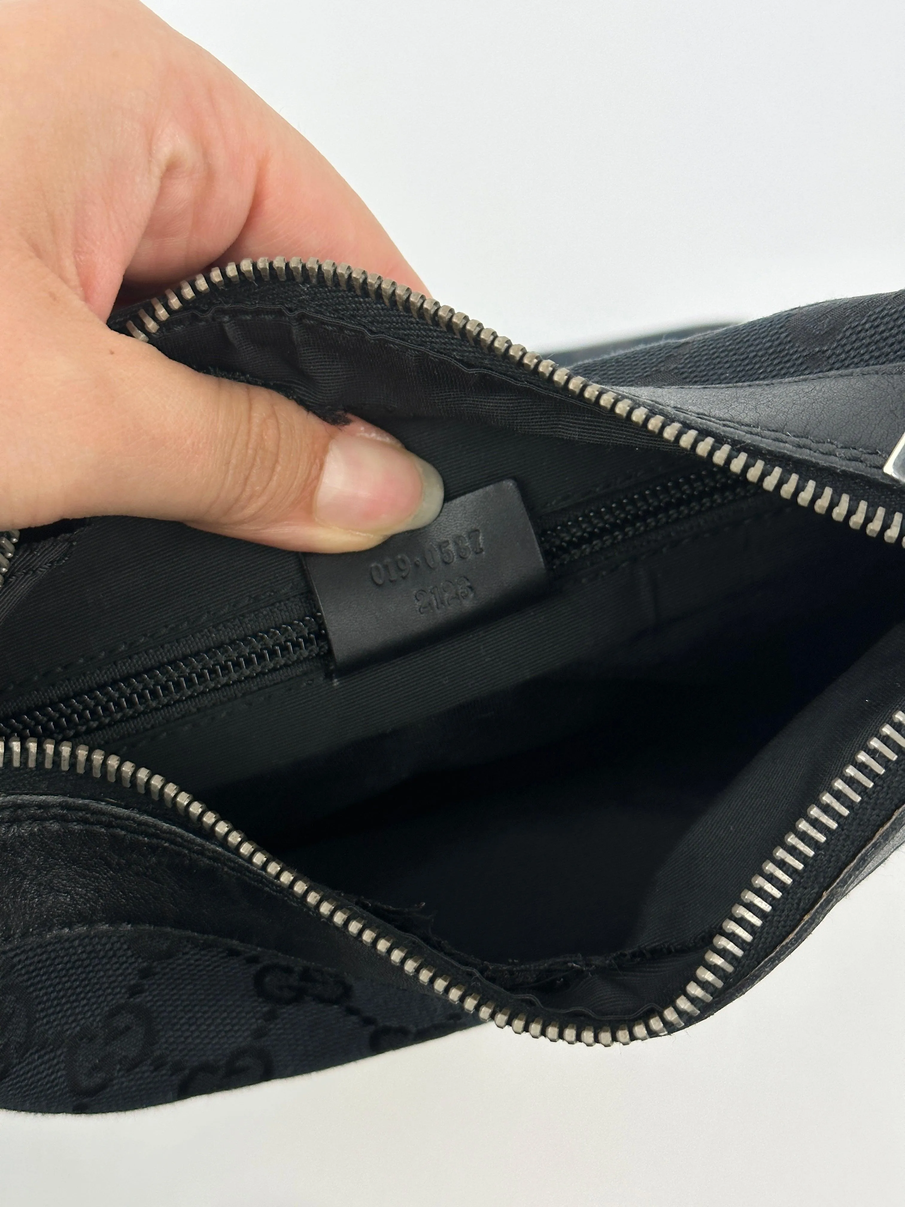 Gucci GG Monogram Canvas Leather Shoulder Bag