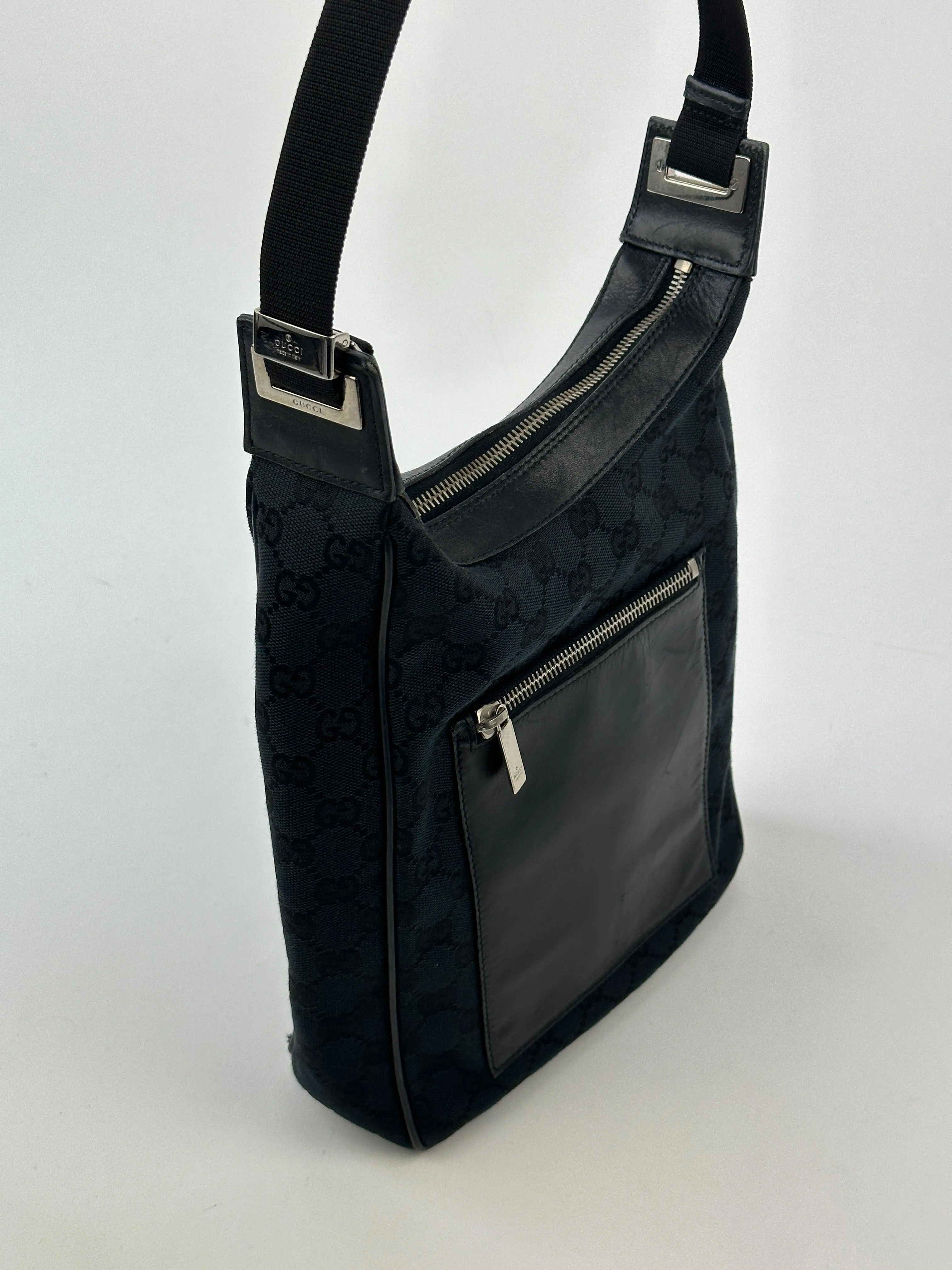 Gucci GG Monogram Canvas Leather Shoulder Bag