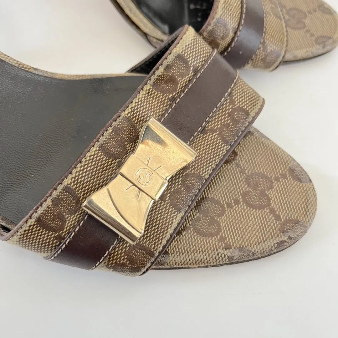 Gucci Guccisima vintage mule sandals with bow on vamp, 38.5