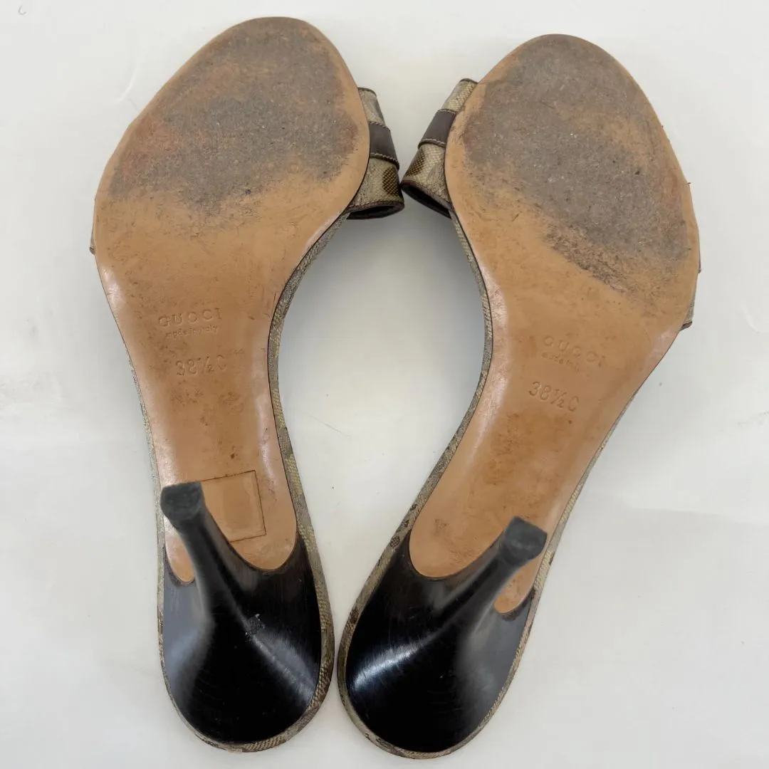 Gucci Guccisima vintage mule sandals with bow on vamp, 38.5