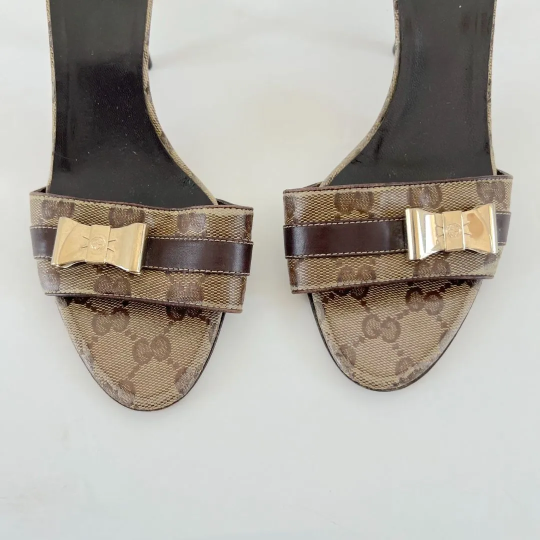 Gucci Guccisima vintage mule sandals with bow on vamp, 38.5
