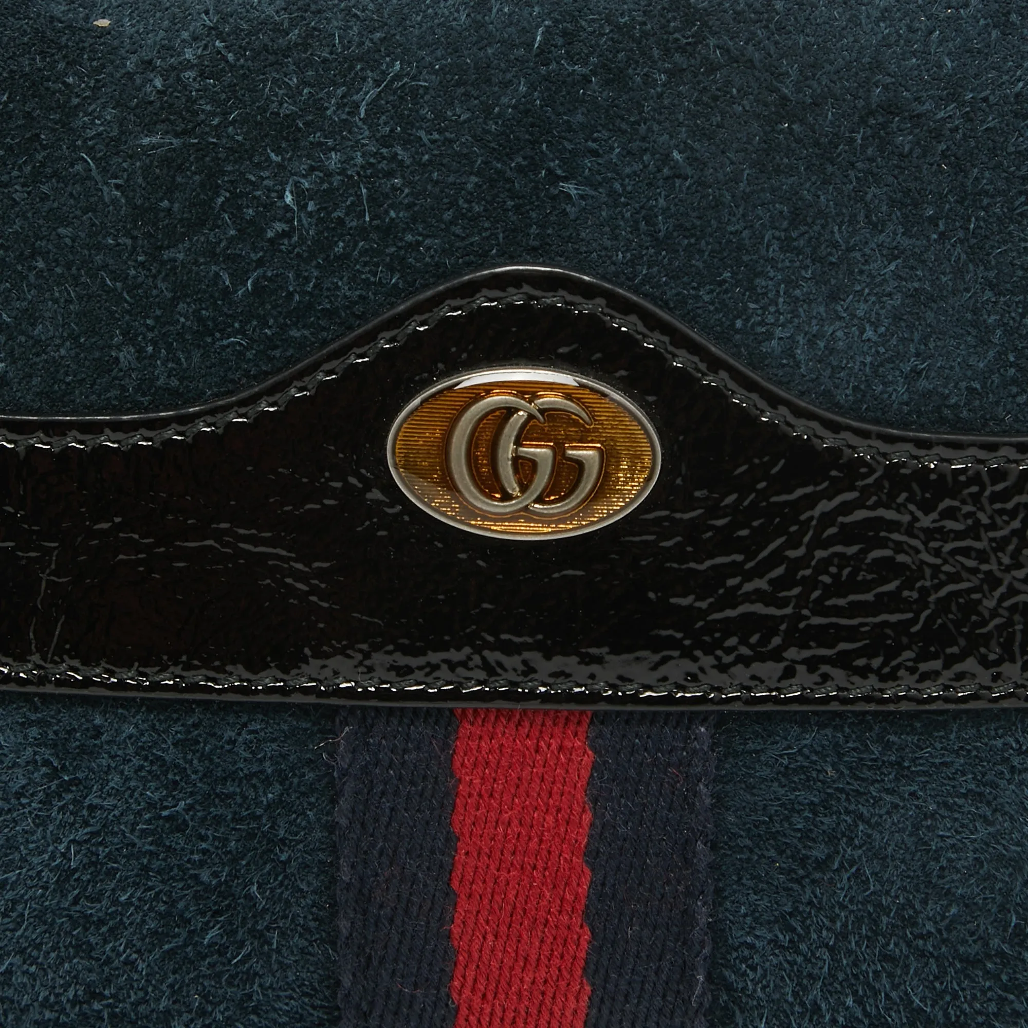 Gucci /navy Suede And Patent Leather Ophidia Belt Bag