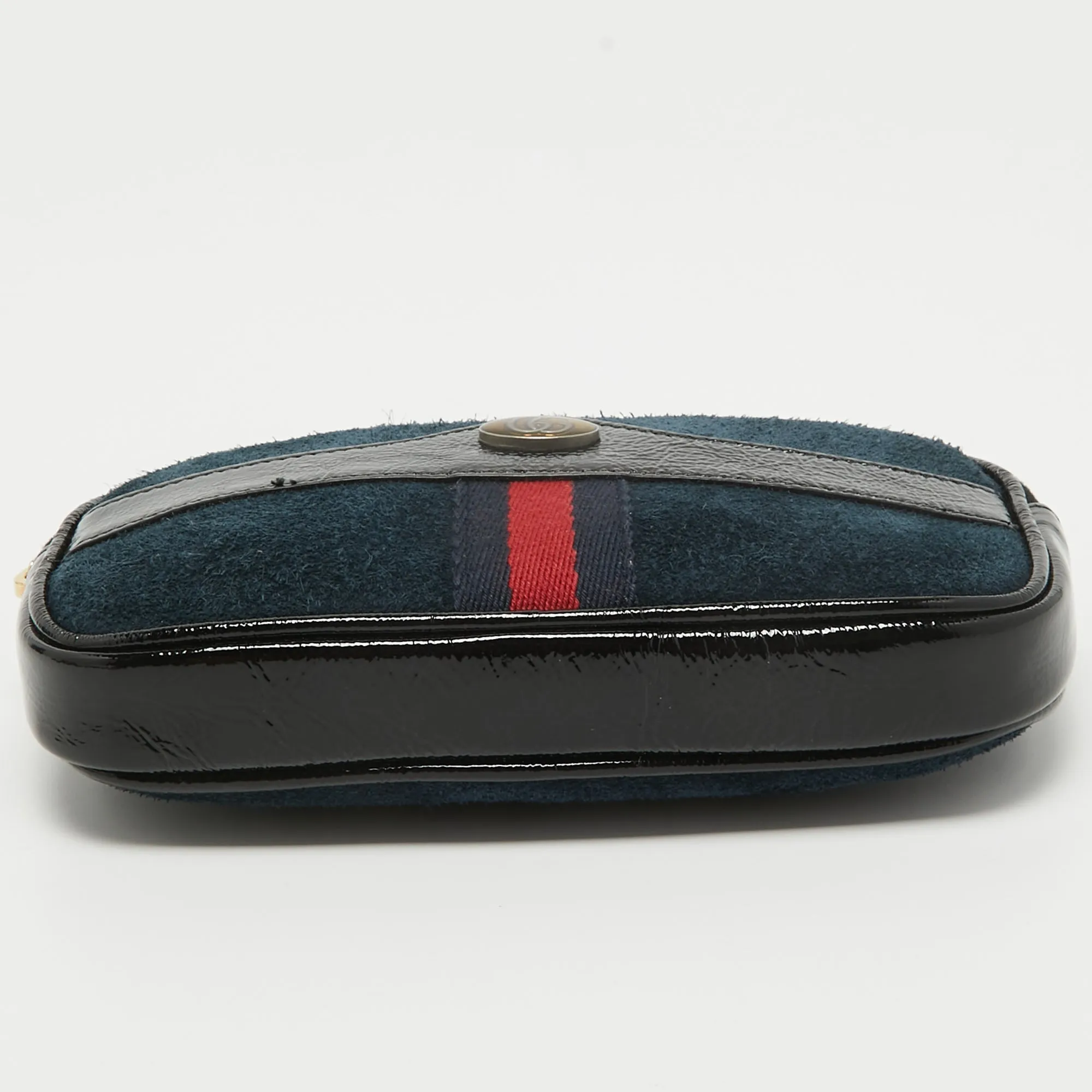 Gucci /navy Suede And Patent Leather Ophidia Belt Bag