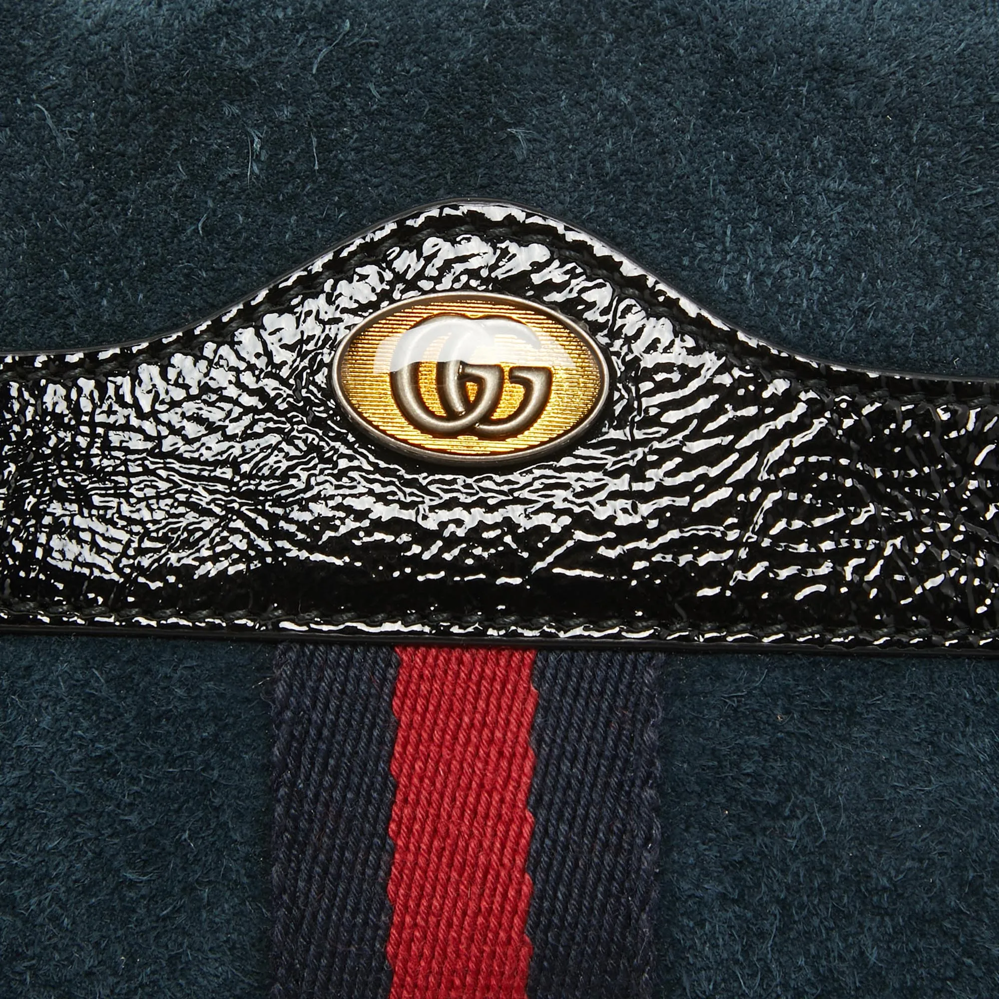 Gucci /navy Suede And Patent Leather Ophidia Belt Bag