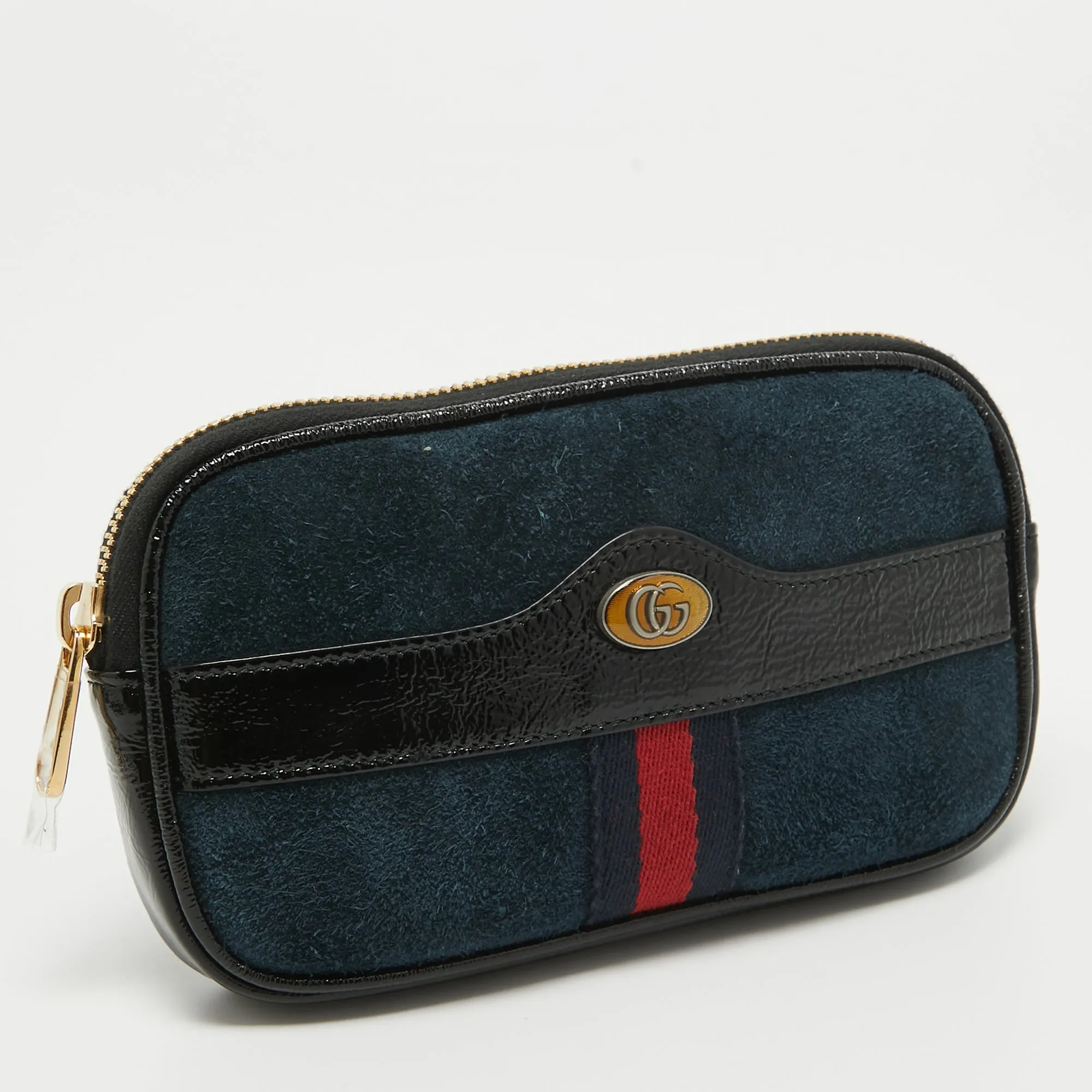 Gucci /navy Suede And Patent Leather Ophidia Belt Bag