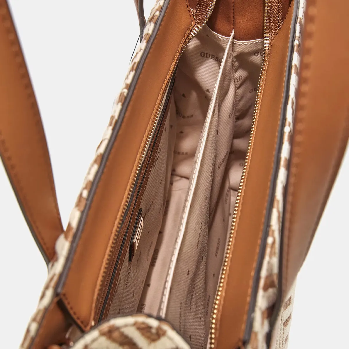 Guess - Silvana Cognac raffia Handbag - HWCV8665220 - COGNAC