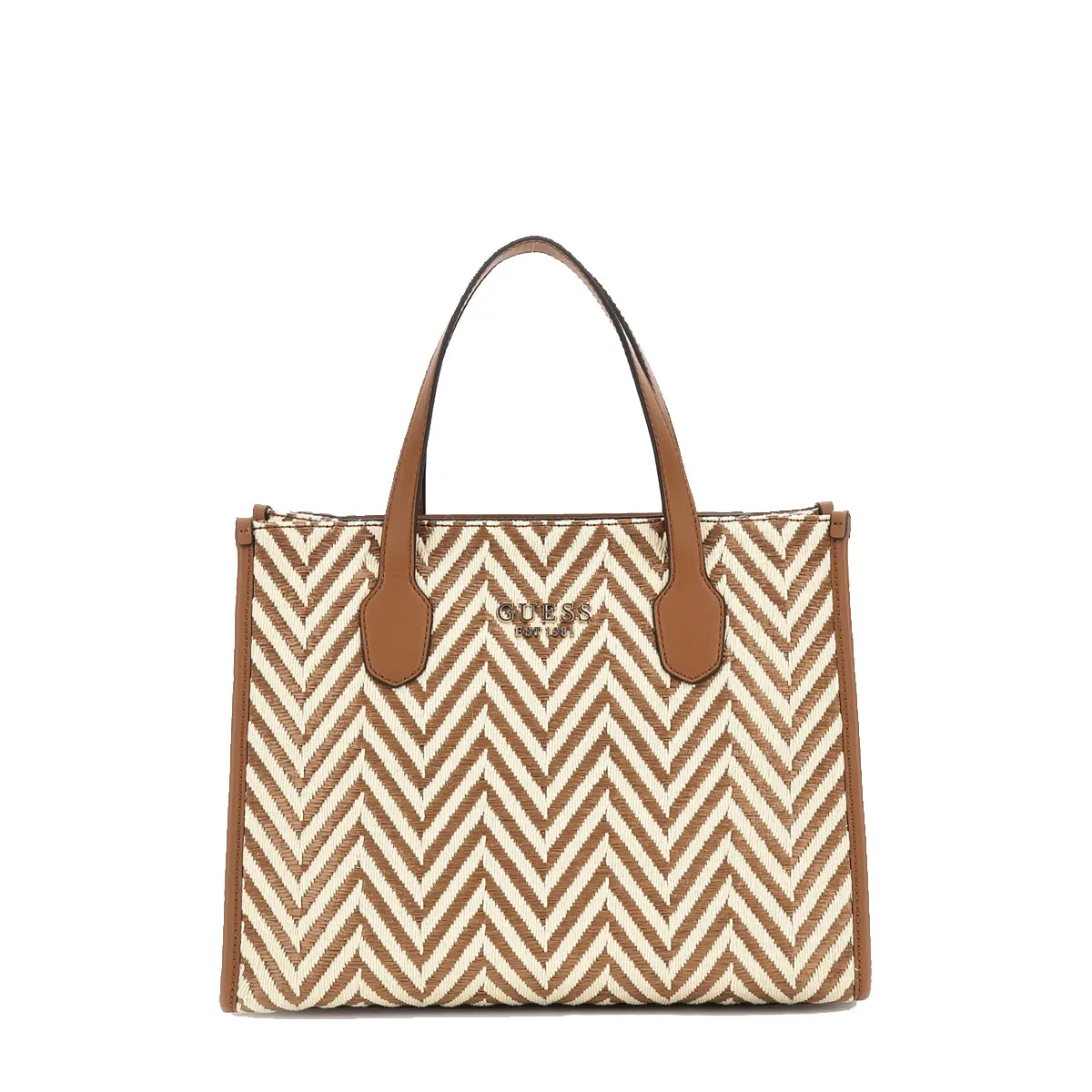 Guess - Silvana Cognac raffia Handbag - HWCV8665220 - COGNAC