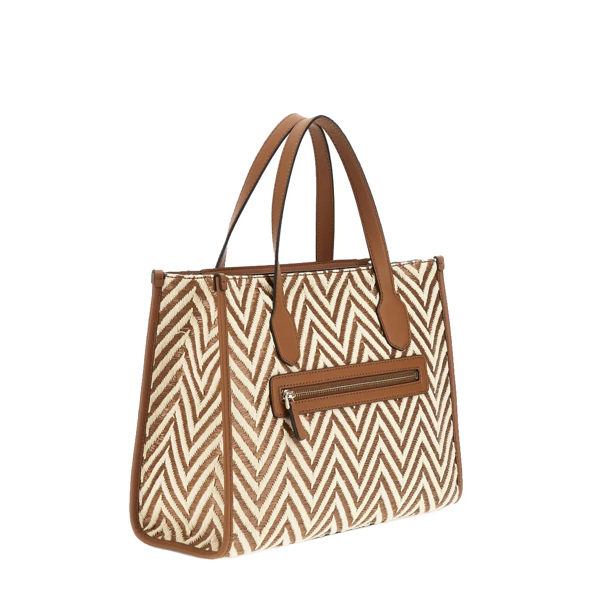 Guess - Silvana Cognac raffia Handbag - HWCV8665220 - COGNAC