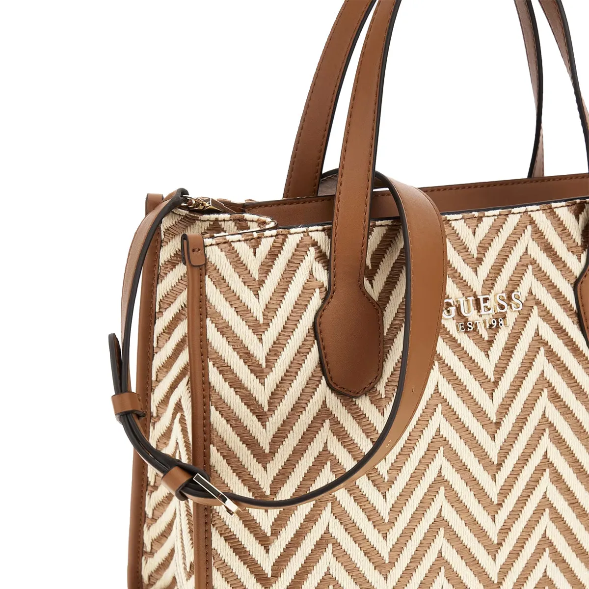 Guess - Silvana Cognac raffia Handbag - HWCV8665220 - COGNAC
