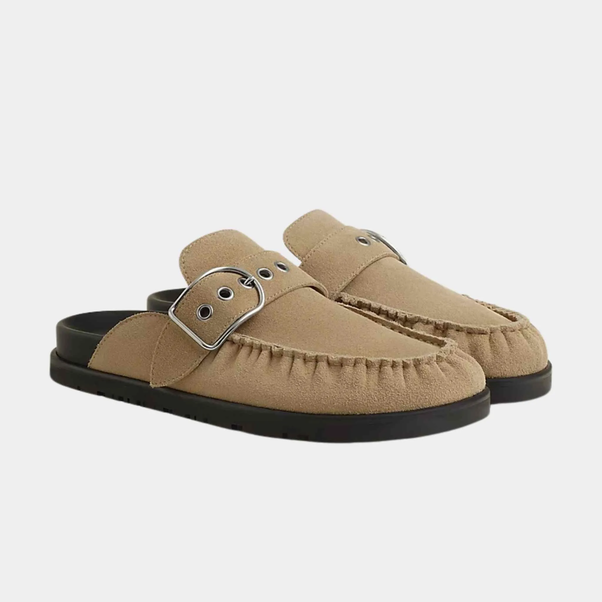 Hermes Key Mules Biege Linen