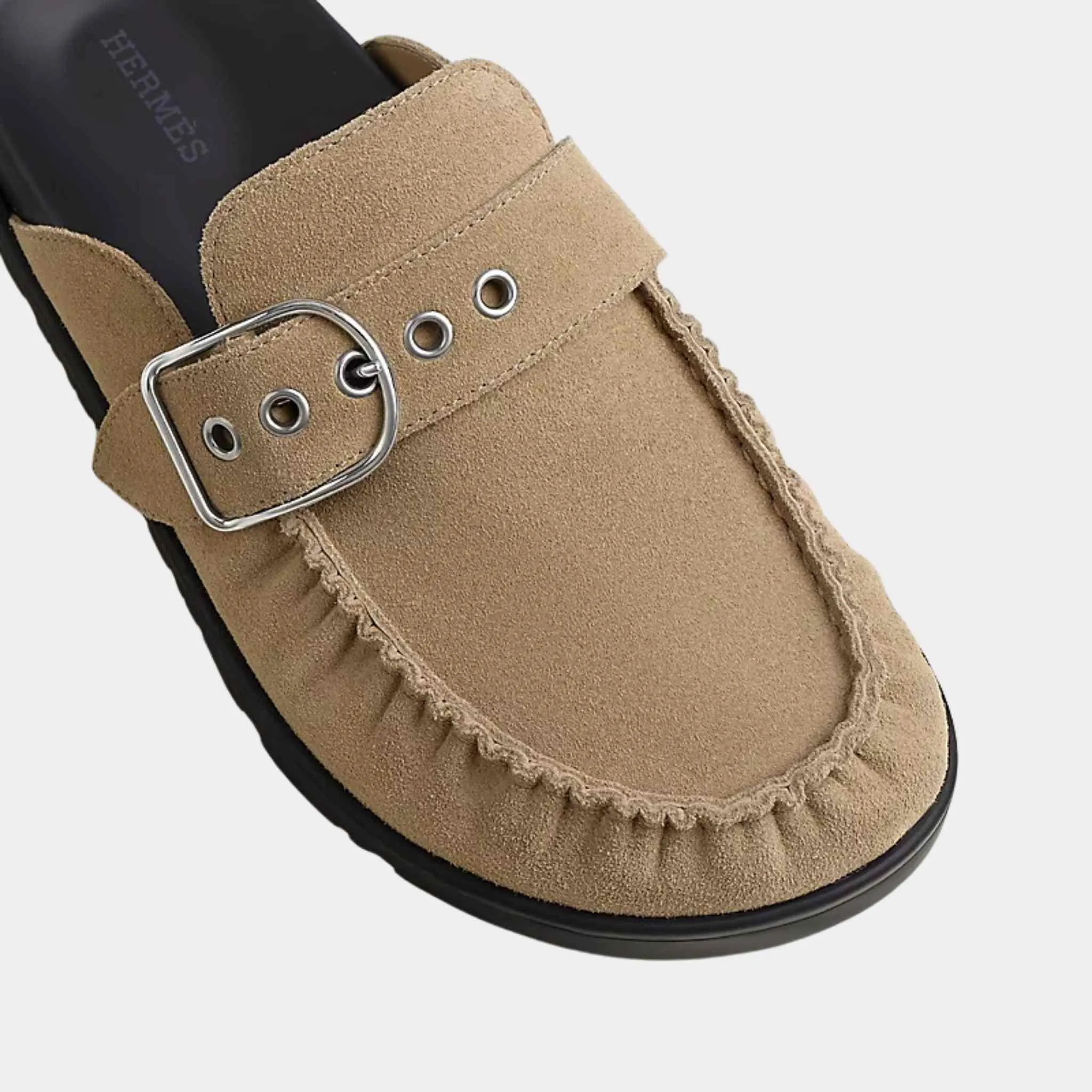 Hermes Key Mules Biege Linen