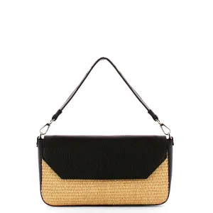 Iuntoo - Essenziale Rafia Nero Large Shoulder Bag - 106001 - RAFIA/NERO