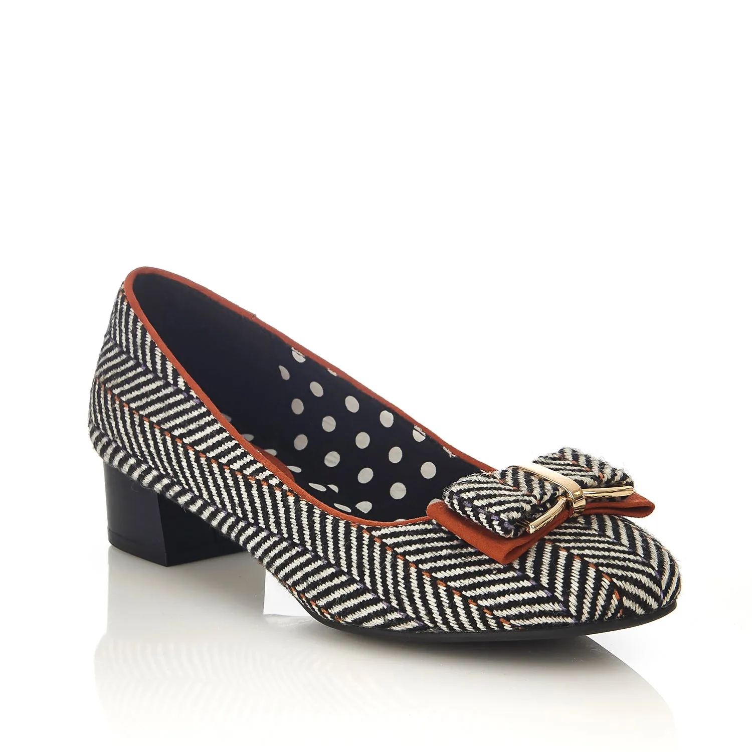 June Tweed Fabric Low Heel Pumps & Matching Riva Bag by Ruby Shoo