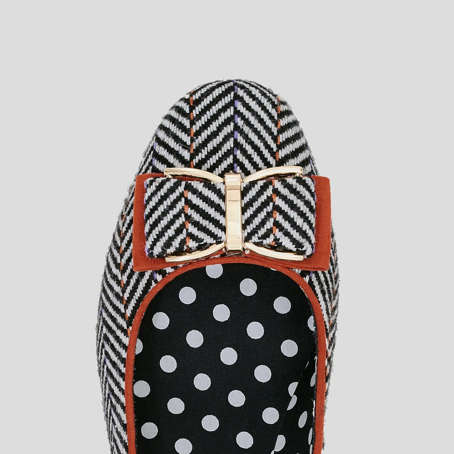 June Tweed Fabric Low Heel Pumps & Matching Riva Bag by Ruby Shoo