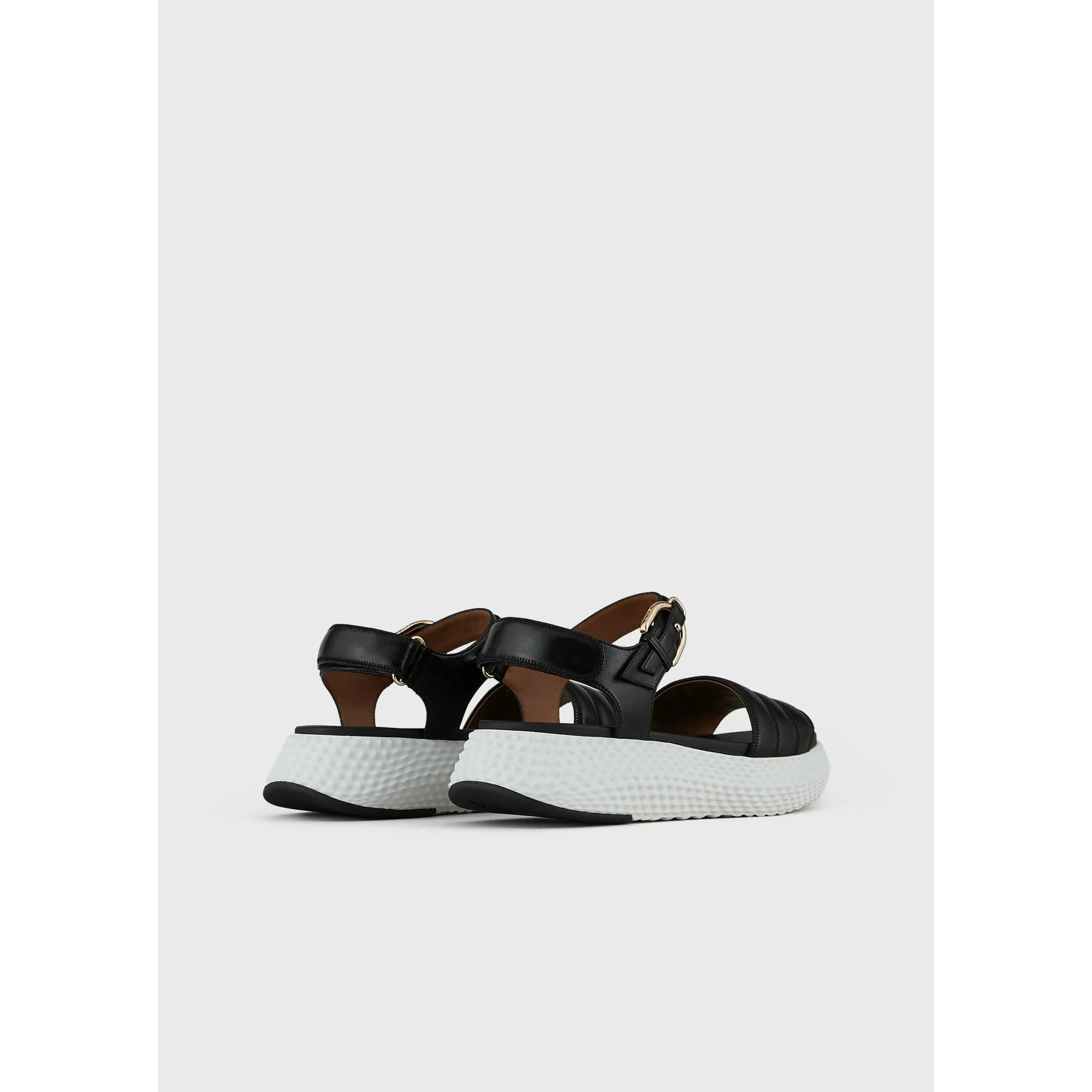 LEATHER PLATFORM SANDALS WITH CONVEX STRIPE
